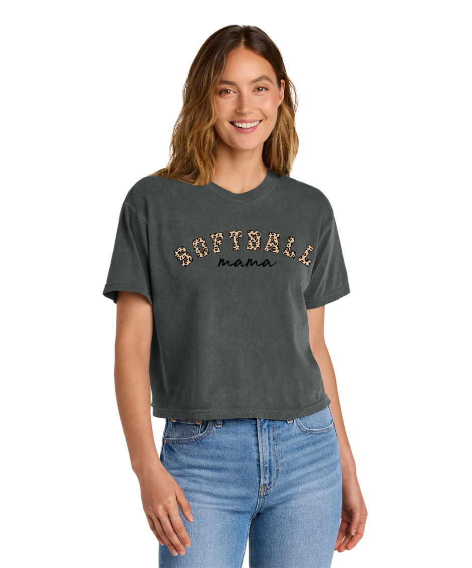 SOFTBALL LEOPARD -Comfort Colors® Women’s Heavyweight Boxy Tee