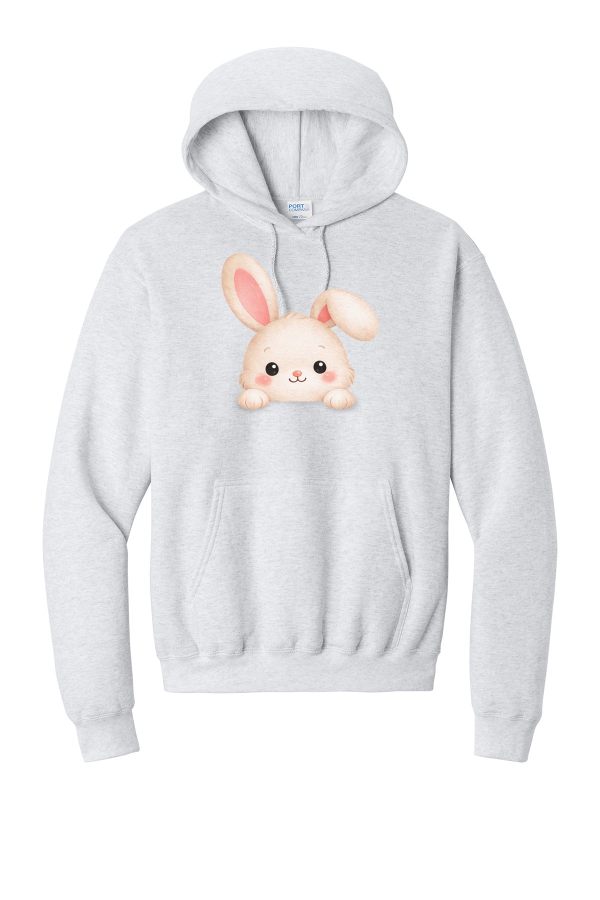 PEEPING BUNNY- Port & Co™ Core Fleece Pullover Hooded Sweatshirt
