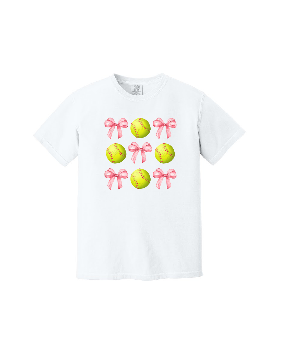 SOFTBALLS AND BOWS - Comfort Colors® Heavyweight Ring Spun Tee 1717