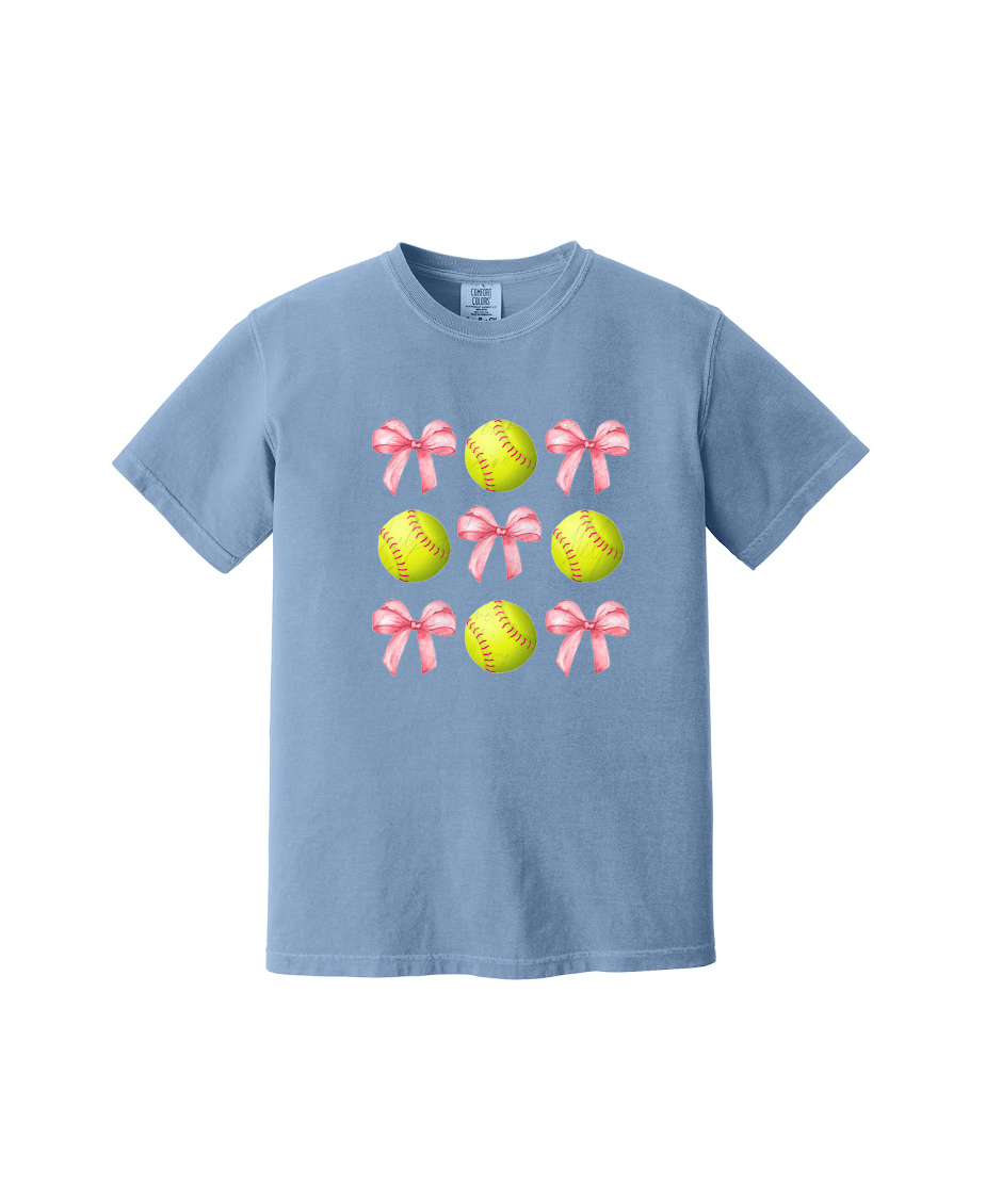 SOFTBALLS AND BOWS - Comfort Colors® Heavyweight Ring Spun Tee 1717