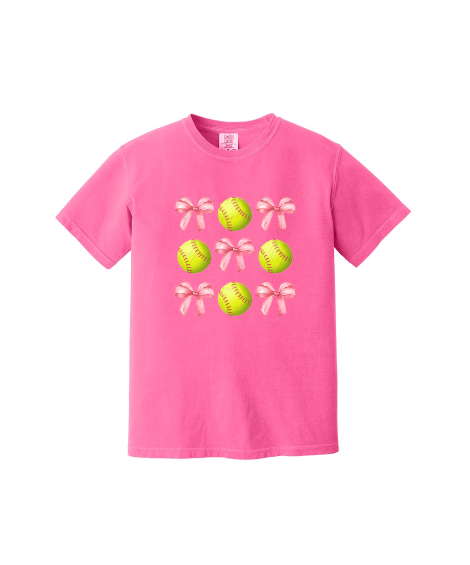 SOFTBALLS AND BOWS - Comfort Colors® Heavyweight Ring Spun Tee 1717