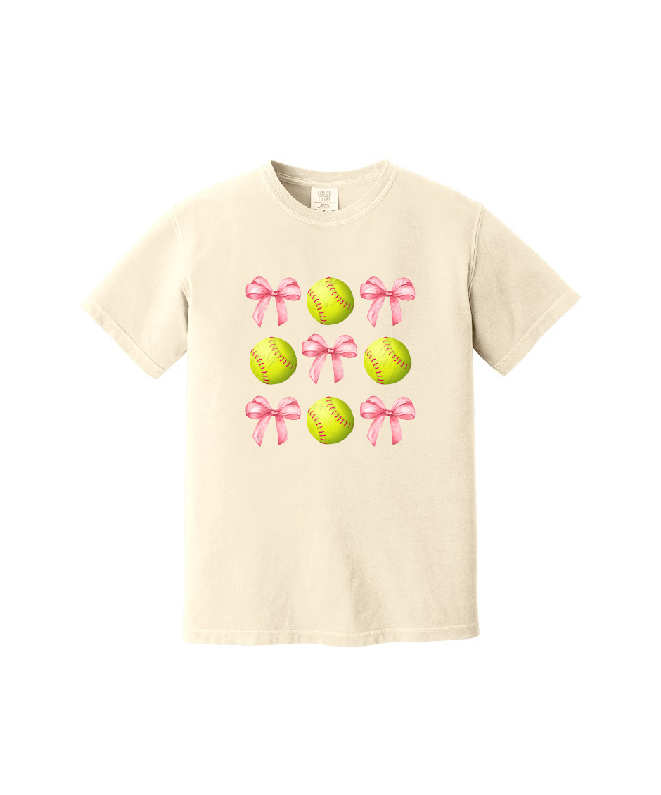 SOFTBALLS AND BOWS - Comfort Colors® Heavyweight Ring Spun Tee 1717