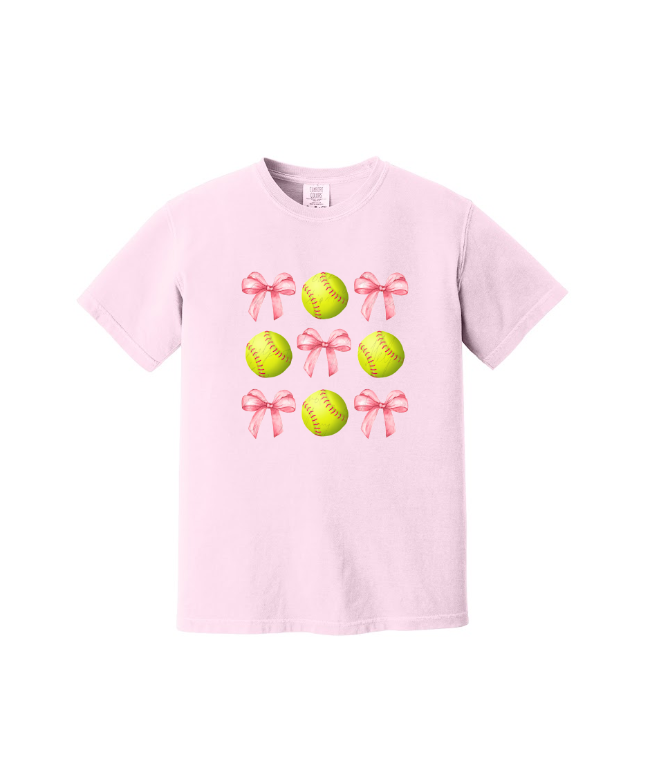 SOFTBALLS AND BOWS - Comfort Colors® Heavyweight Ring Spun Tee 1717