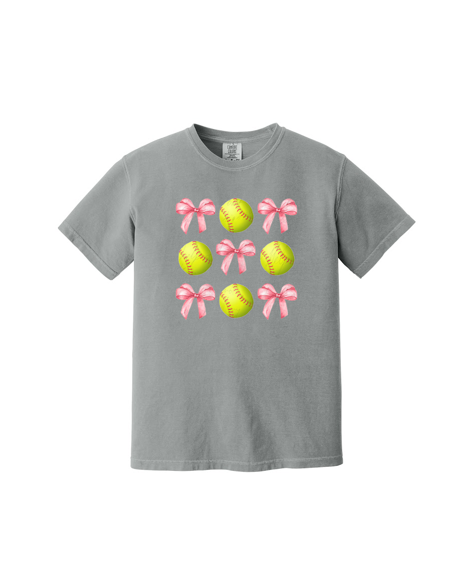 SOFTBALLS AND BOWS - Comfort Colors® Heavyweight Ring Spun Tee 1717