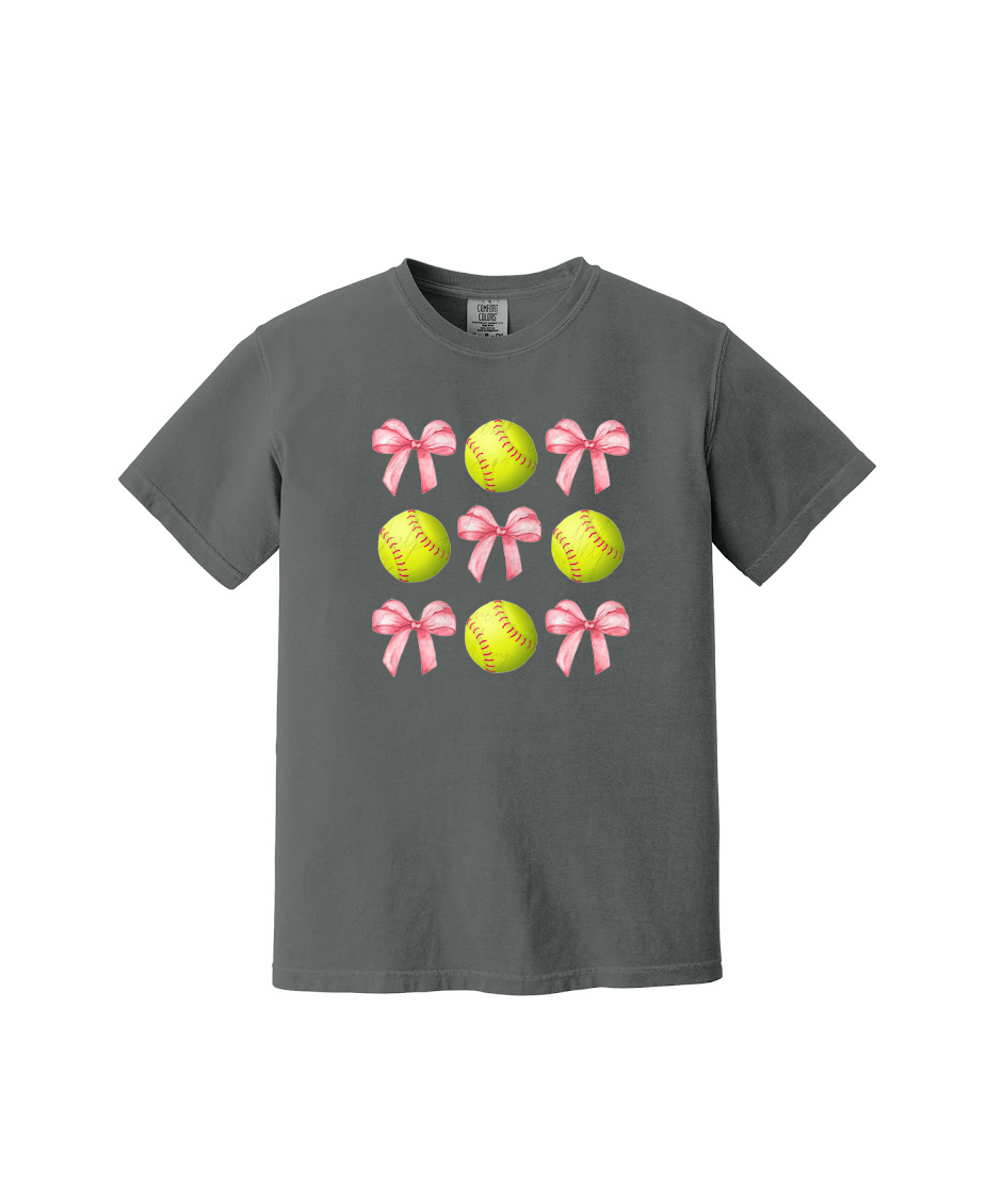SOFTBALLS AND BOWS - Comfort Colors® Heavyweight Ring Spun Tee 1717
