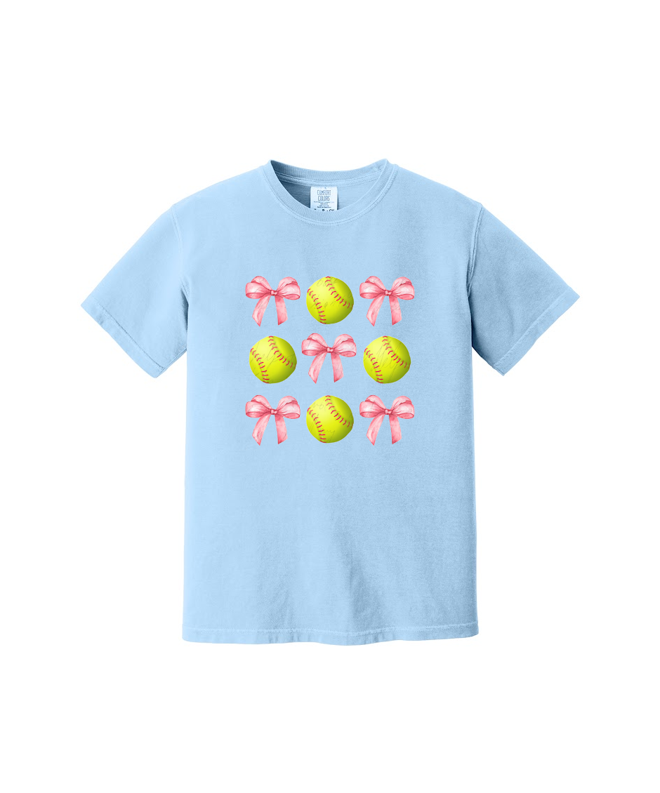 SOFTBALLS AND BOWS - Comfort Colors® Heavyweight Ring Spun Tee 1717
