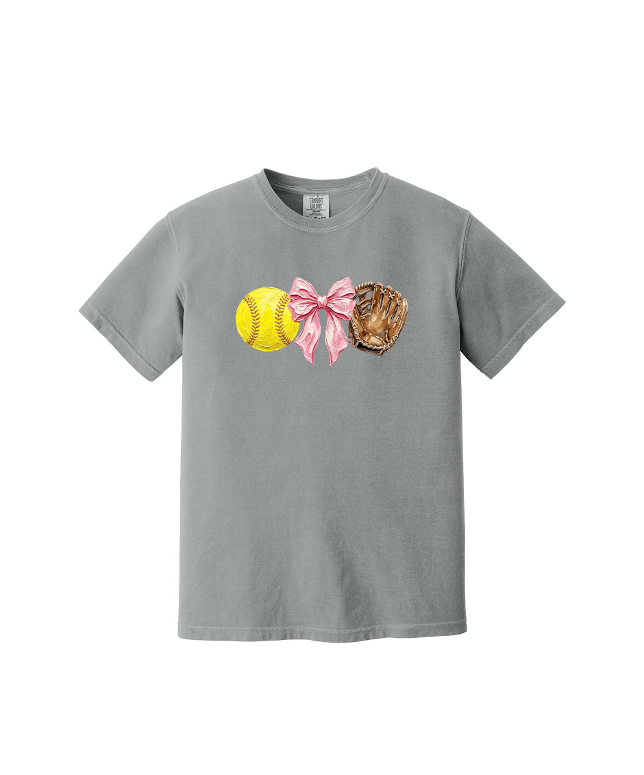 SOFTBALL BOWS AND GLOVE  - Comfort Colors® Heavyweight Ring Spun Tee 1717