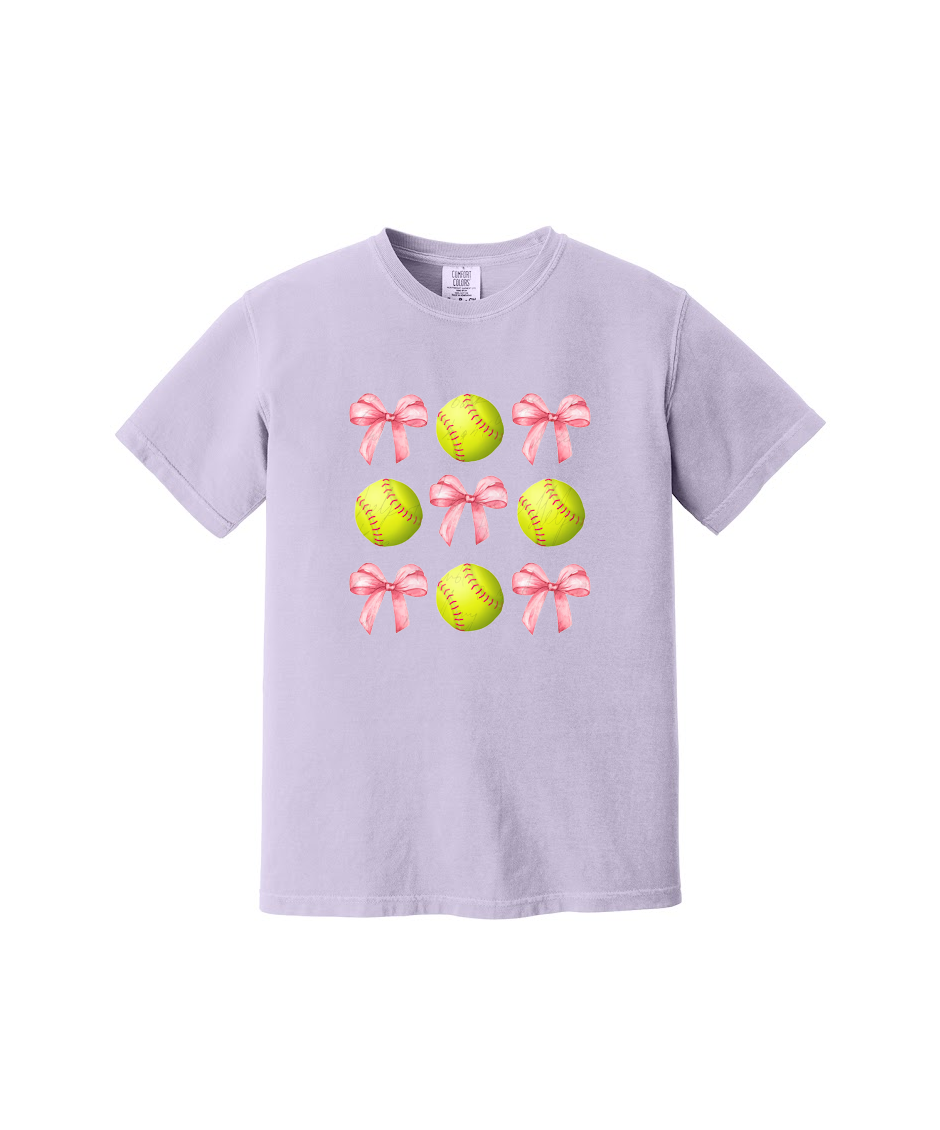 SOFTBALLS AND BOWS - Comfort Colors® Heavyweight Ring Spun Tee 1717
