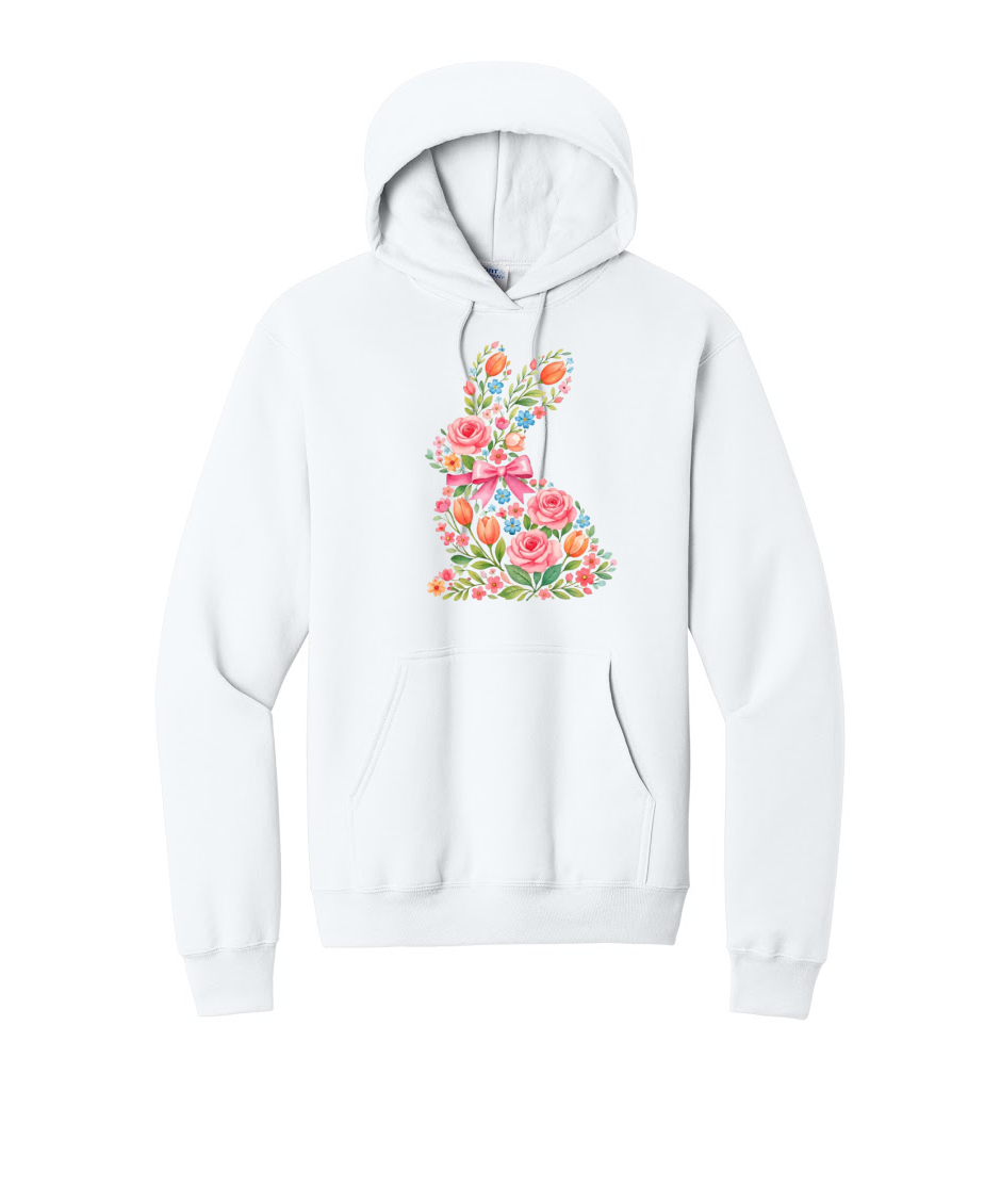 EASTER BUNNY FLORAL - Port & Co™ Core Fleece Pullover Hooded Sweatshirt