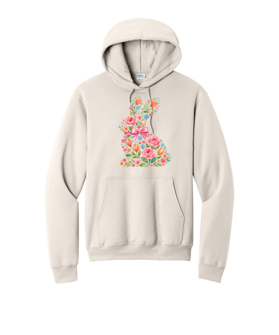 EASTER BUNNY FLORAL - Port & Co™ Core Fleece Pullover Hooded Sweatshirt