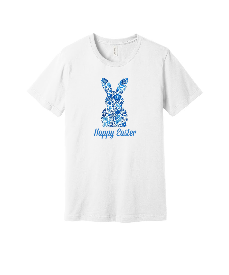 EASTER BUNNY FLORAL -BELLA+CANVAS® Unisex Jersey Short Sleeve Tee