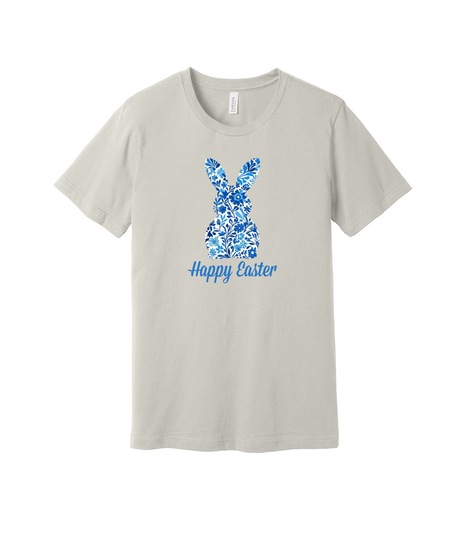 EASTER BUNNY FLORAL -BELLA+CANVAS® Unisex Jersey Short Sleeve Tee
