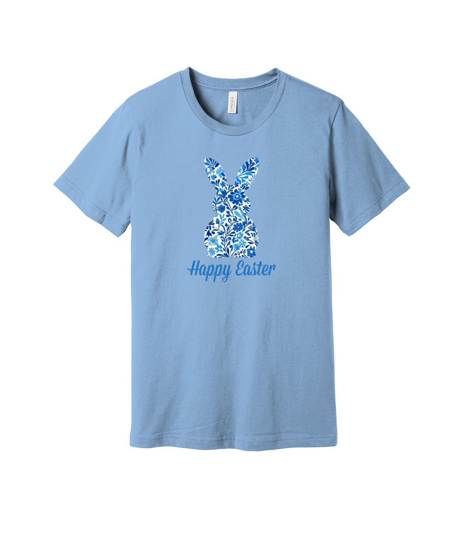 EASTER BUNNY FLORAL -BELLA+CANVAS® Unisex Jersey Short Sleeve Tee