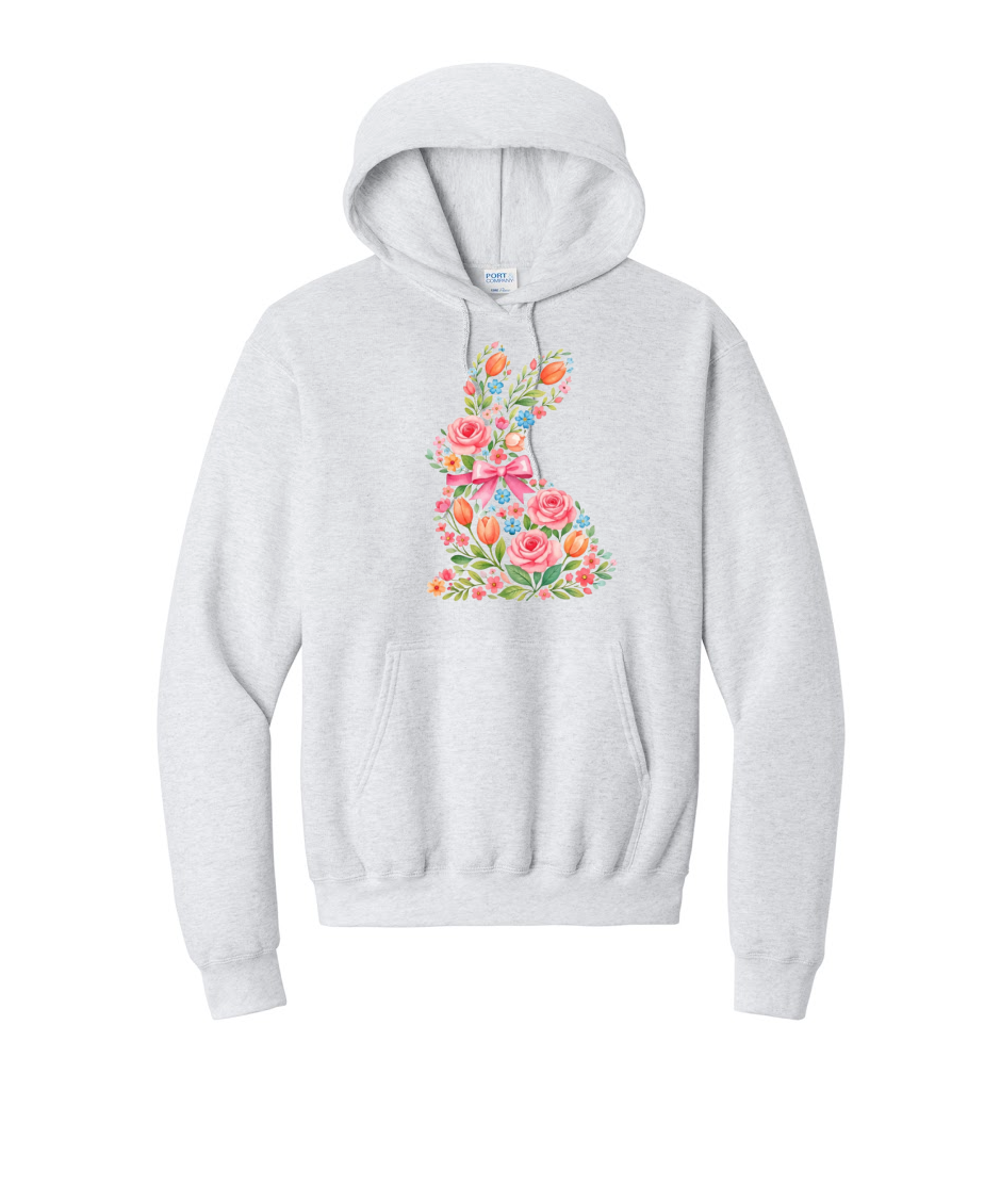 EASTER BUNNY FLORAL - Port & Co™ Core Fleece Pullover Hooded Sweatshirt