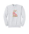 EASTER BUNNY FLORAL - Port & Co™ Core Fleece Pullover Crew Neck Sweatshirt