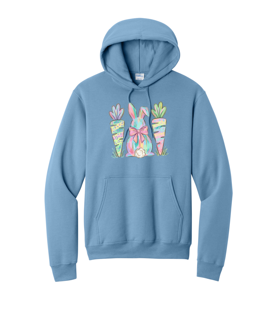 EASTER BUNNY AND CARROTS - Port & Co™ Core Fleece Pullover HOODED Sweatshirt