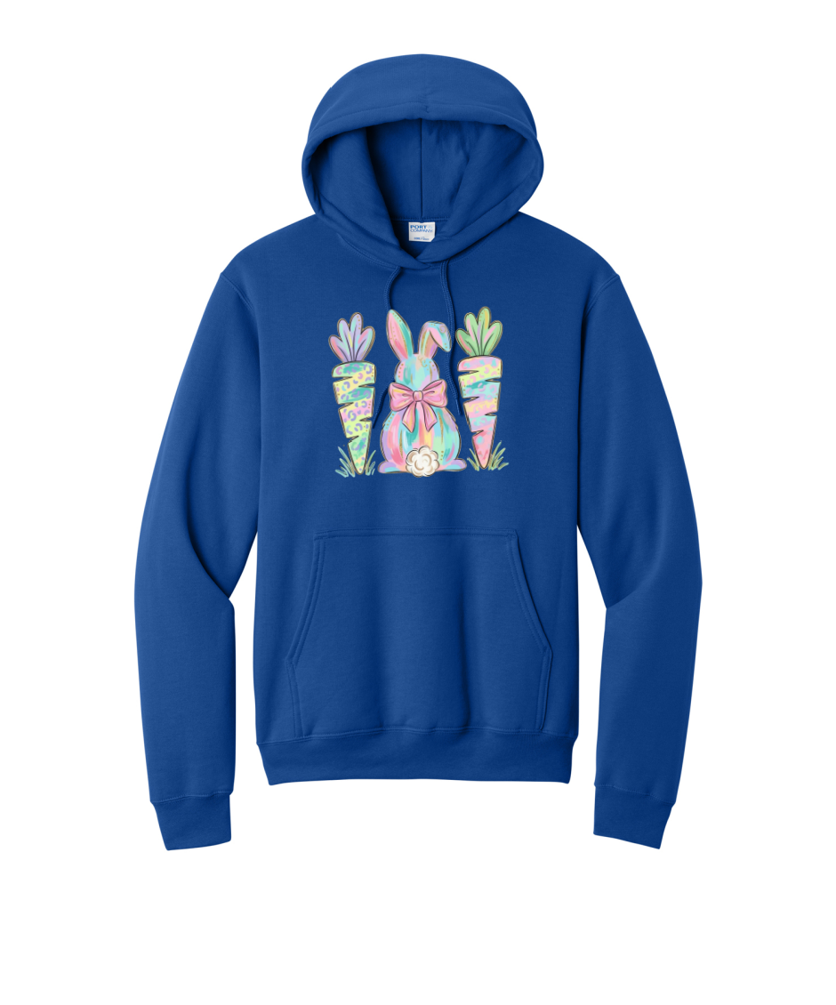 EASTER BUNNY AND CARROTS - Port & Co™ Core Fleece Pullover HOODED Sweatshirt