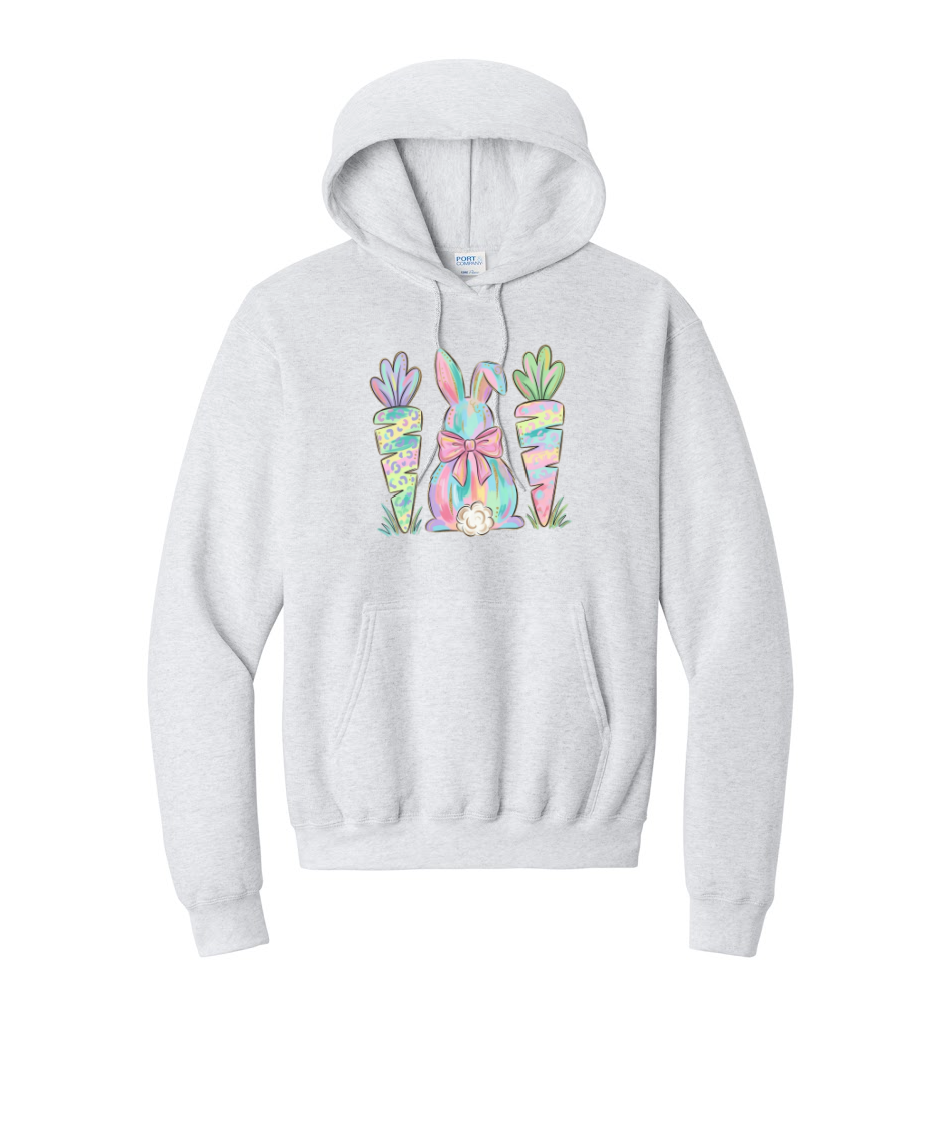 EASTER BUNNY AND CARROTS - Port & Co™ Core Fleece Pullover HOODED Sweatshirt