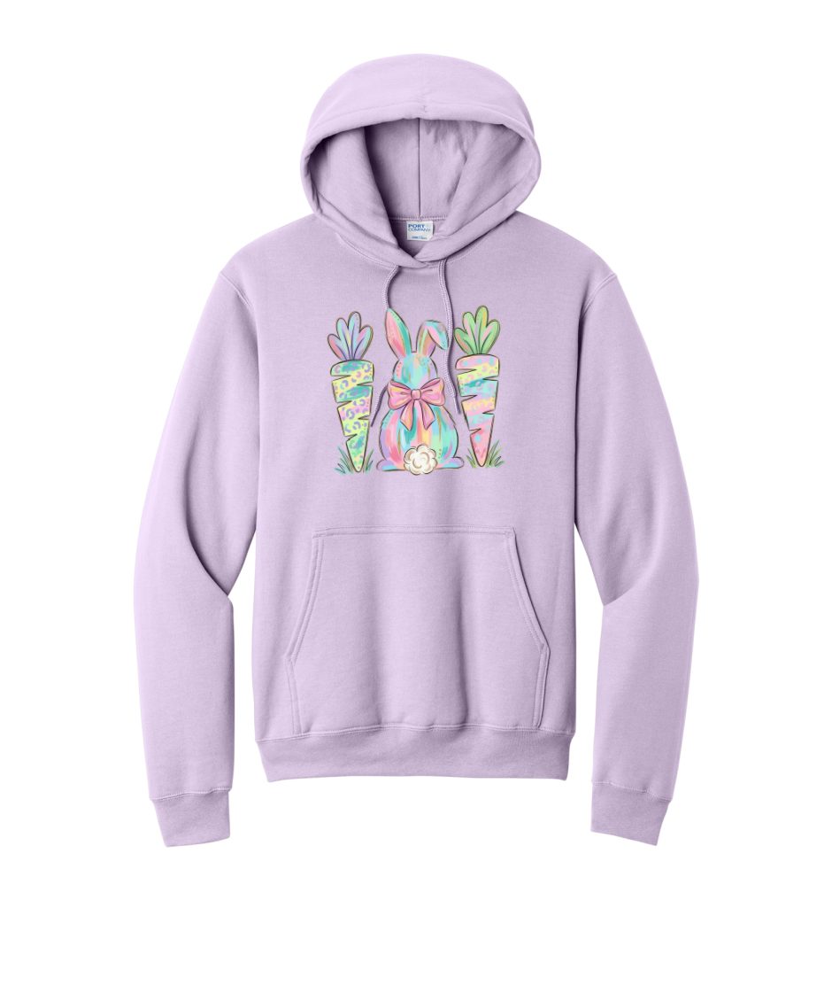 EASTER BUNNY AND CARROTS - Port & Co™ Core Fleece Pullover HOODED Sweatshirt