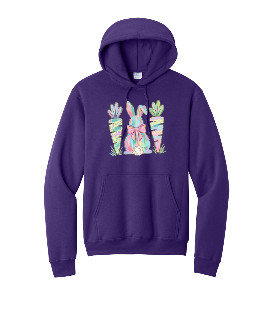 EASTER BUNNY AND CARROTS - Port & Co™ Core Fleece Pullover HOODED Sweatshirt
