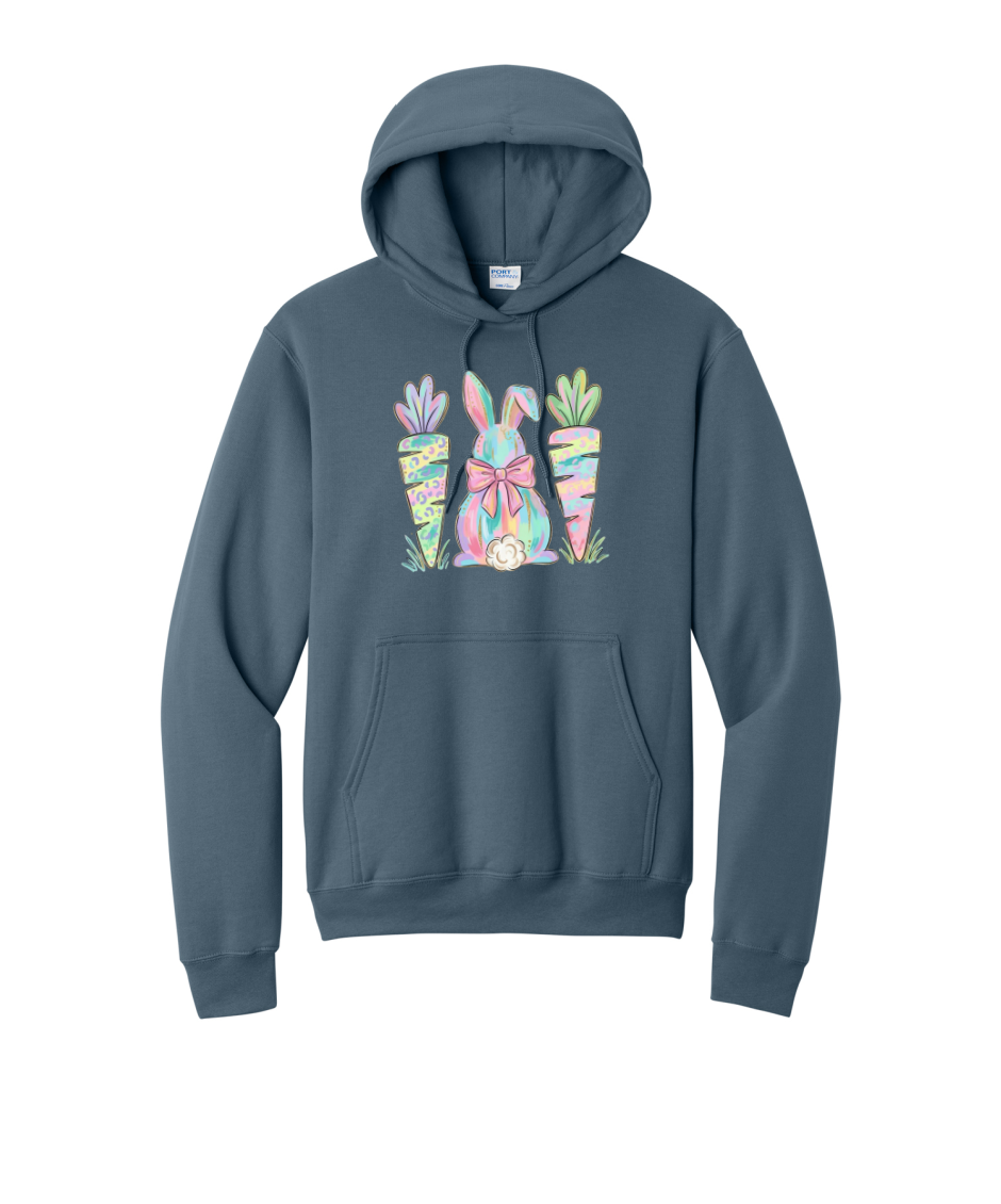 EASTER BUNNY AND CARROTS - Port & Co™ Core Fleece Pullover HOODED Sweatshirt