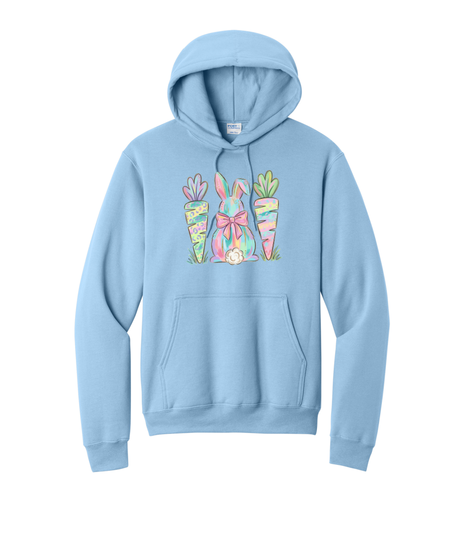 EASTER BUNNY AND CARROTS - Port & Co™ Core Fleece Pullover HOODED Sweatshirt