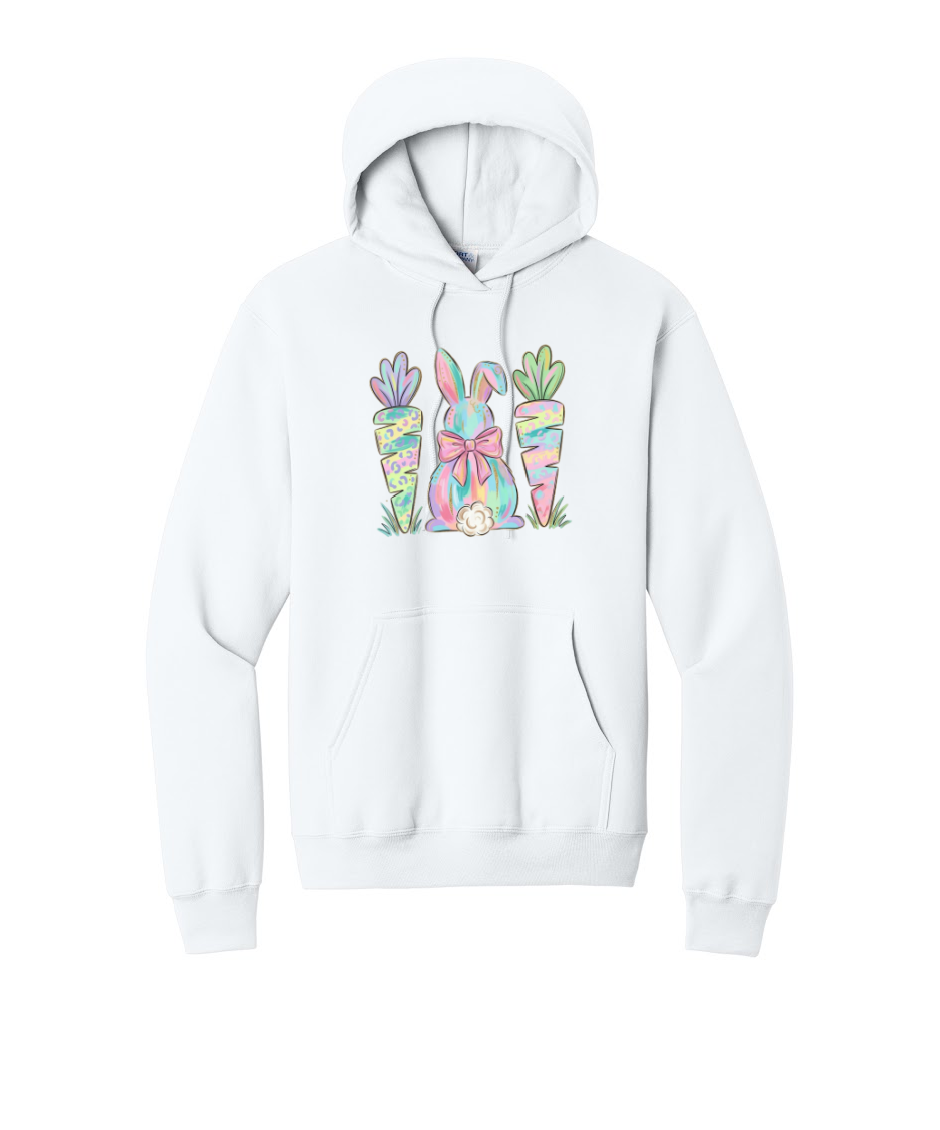 EASTER BUNNY AND CARROTS - Port & Co™ Core Fleece Pullover HOODED Sweatshirt