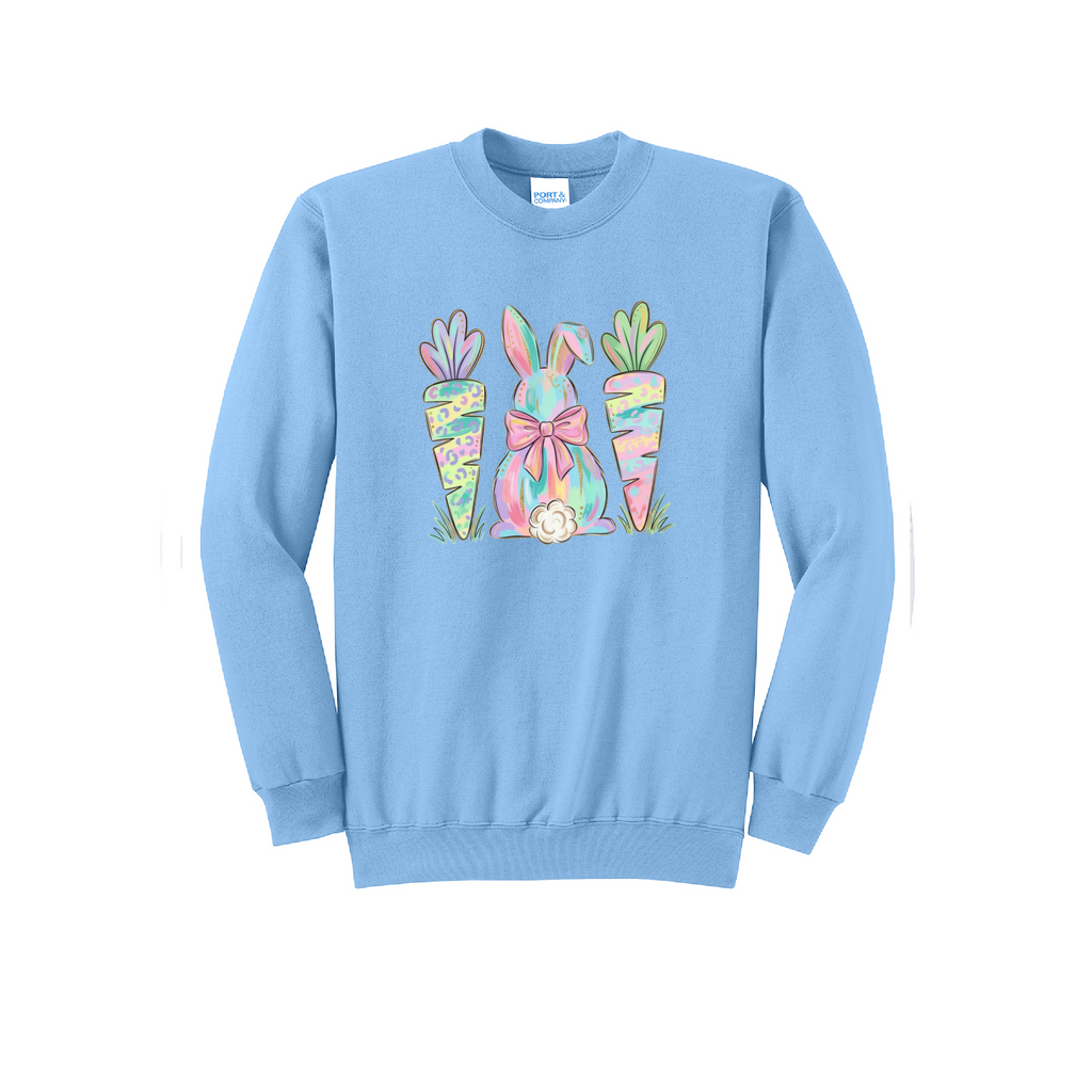 EASTER BUNNY AND CARROTS - Port & Co™ Core Fleece Pullover Crew Neck Sweatshirt