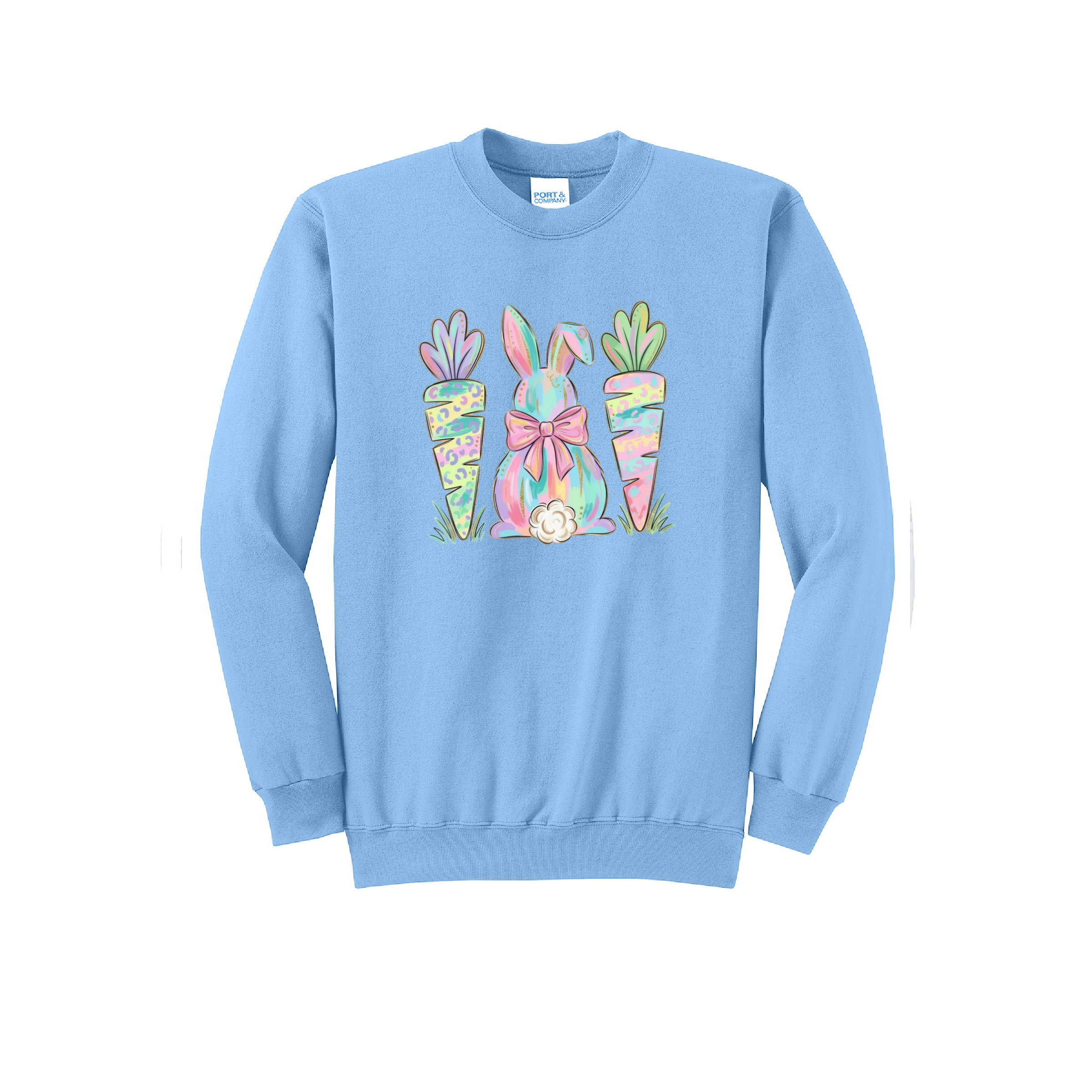 EASTER BUNNY AND CARROTS - Port & Co™ Core Fleece Pullover Crew Neck Sweatshirt