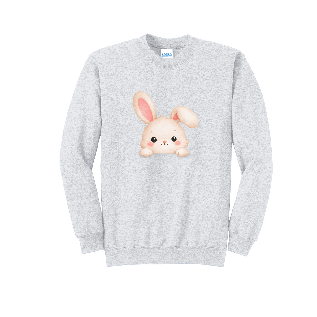PEEPING BUNNY - Port & Co™ Core Fleece Pullover Crew Neck Sweatshirt