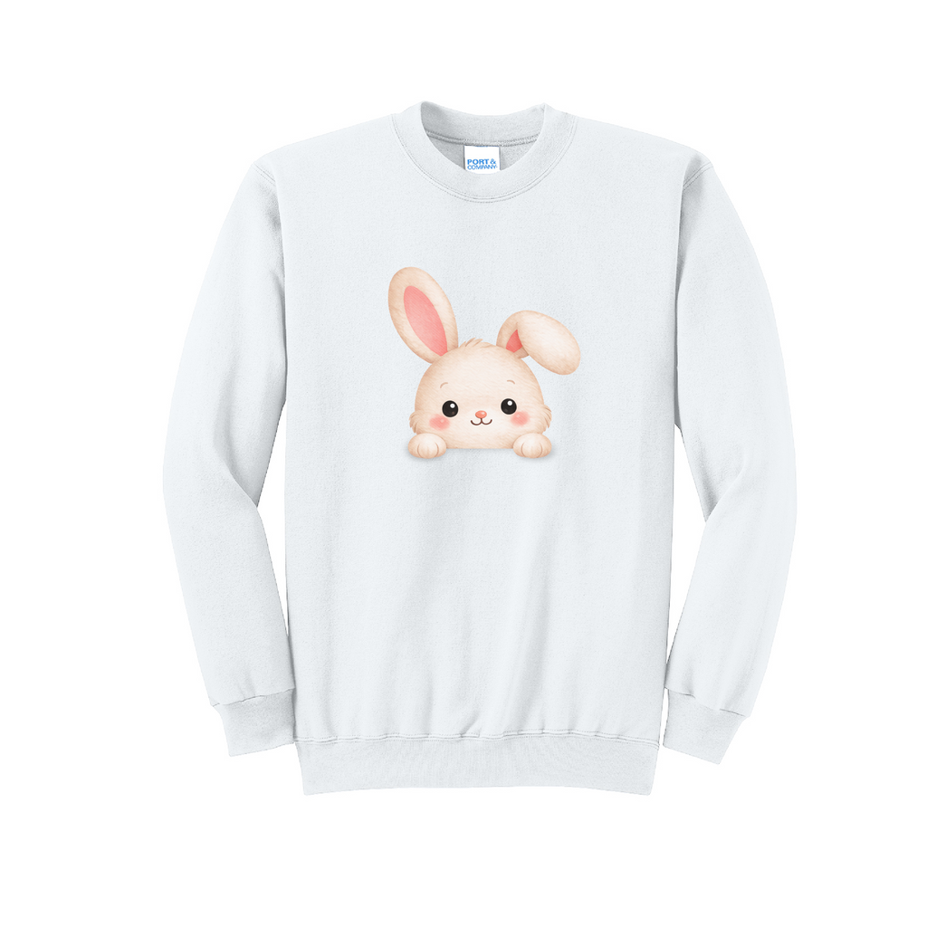 PEEPING BUNNY - Port & Co™ Core Fleece Pullover Crew Neck Sweatshirt