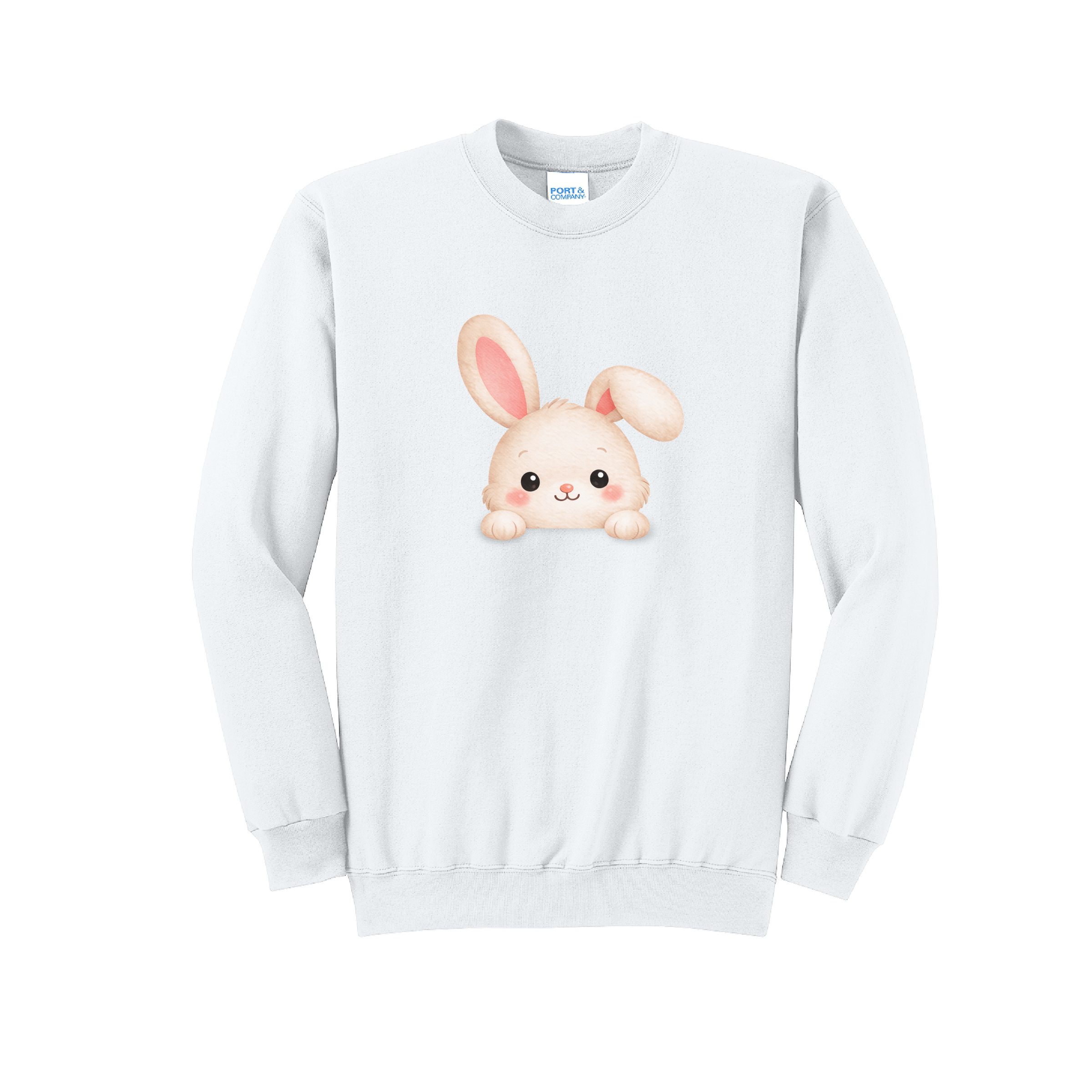 PEEPING BUNNY - Port & Co™ Core Fleece Pullover Crew Neck Sweatshirt