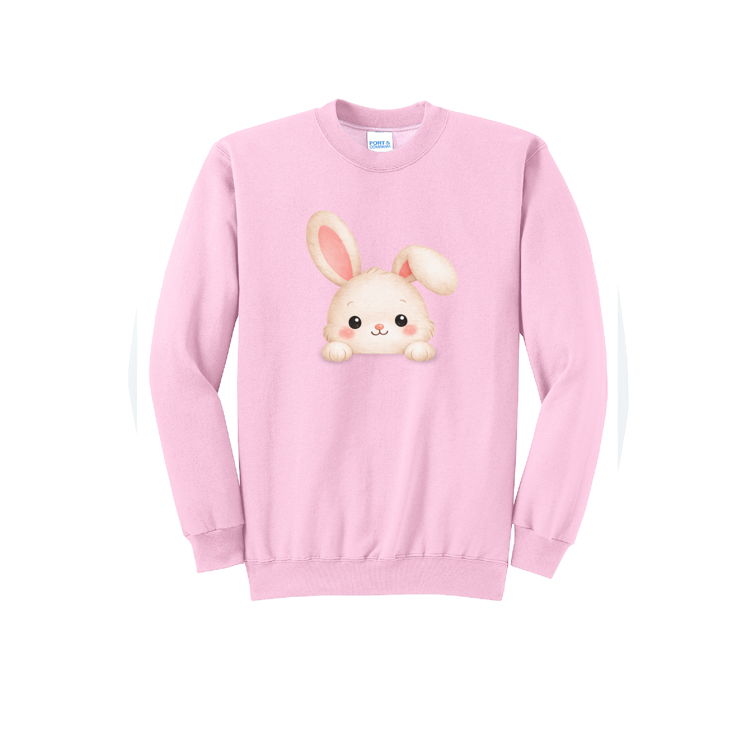PEEPING BUNNY - Port & Co™ Core Fleece Pullover Crew Neck Sweatshirt