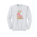 EASTER BUNNY FLORAL- Port & Co™ Core Fleece Pullover Crew Neck Sweatshirt