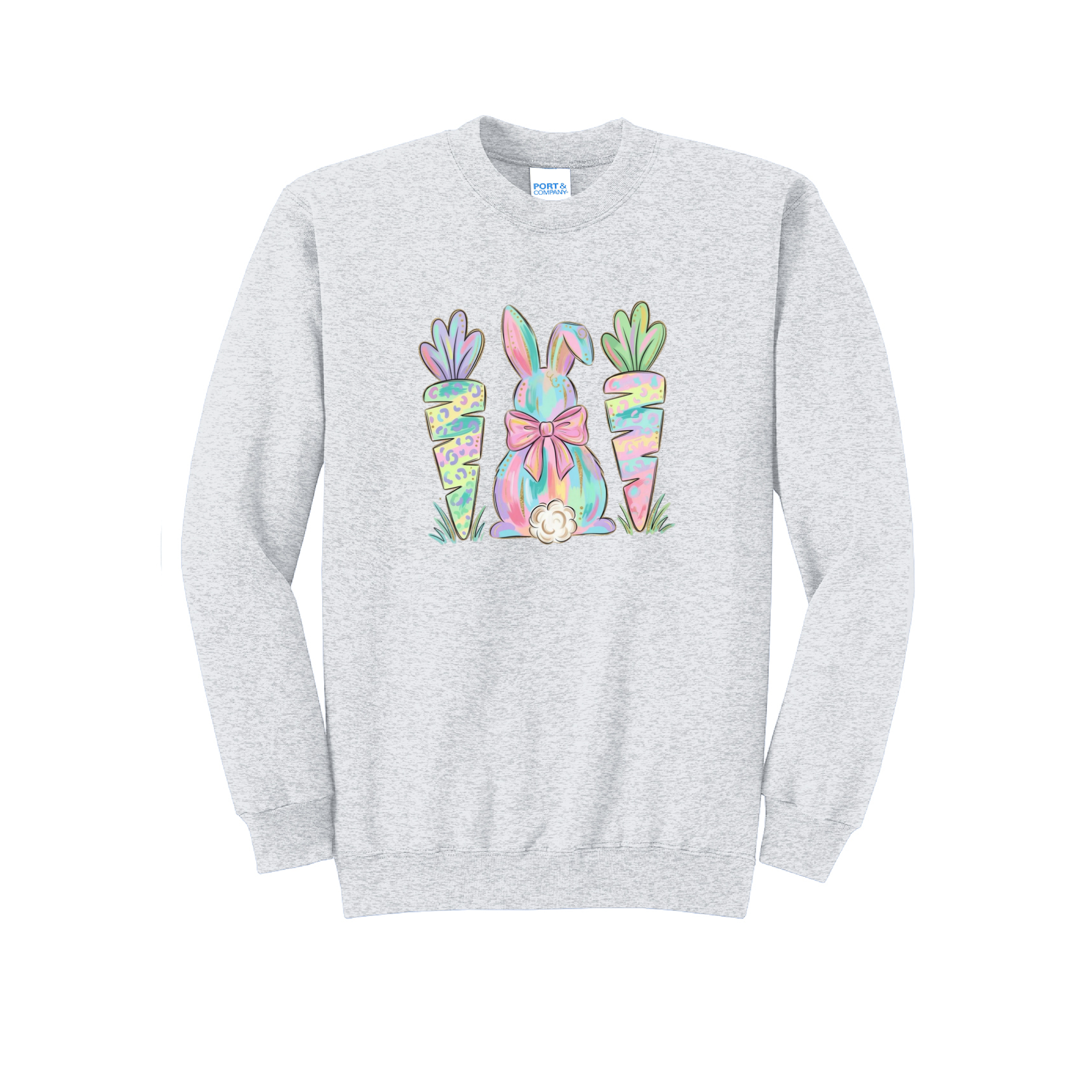 EASTER BUNNY AND CARROTS - Port & Co™ Core Fleece Pullover Crew Neck Sweatshirt