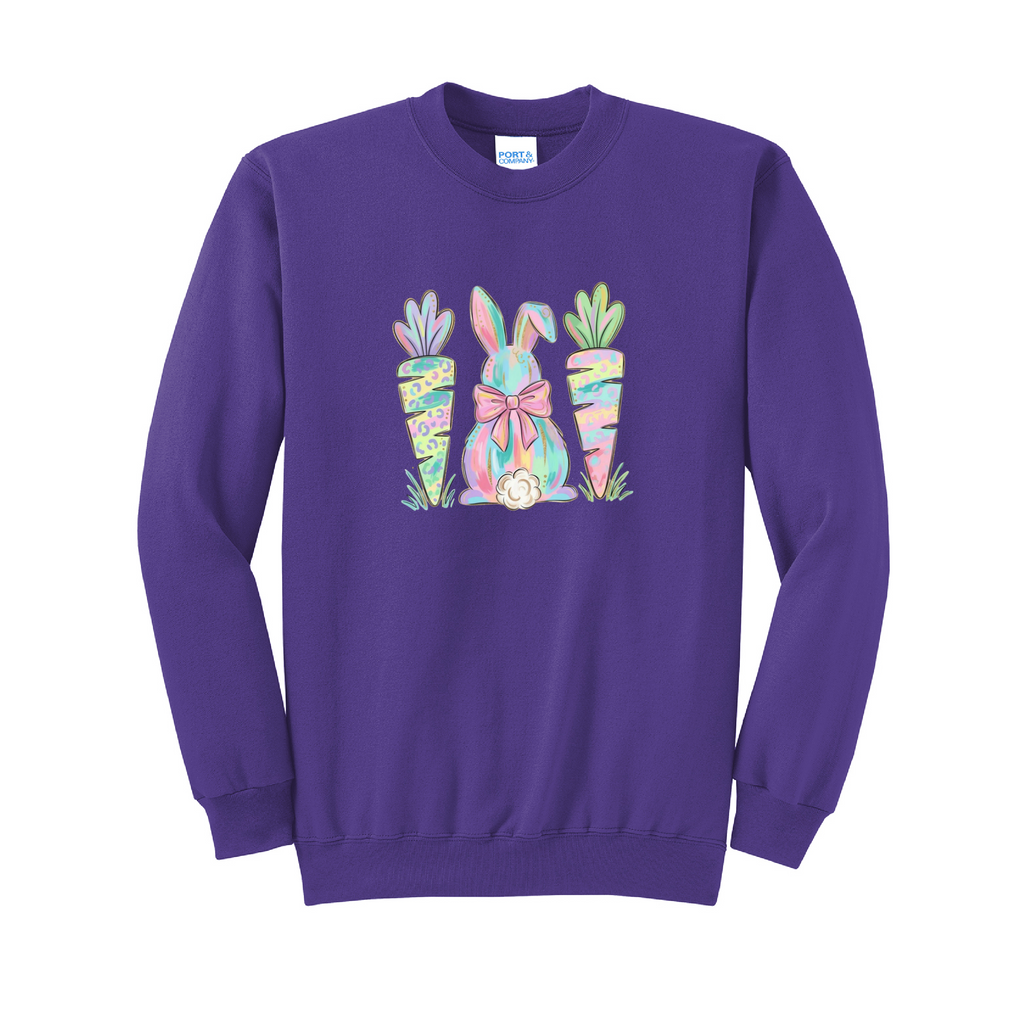 EASTER BUNNY AND CARROTS - Port & Co™ Core Fleece Pullover Crew Neck Sweatshirt