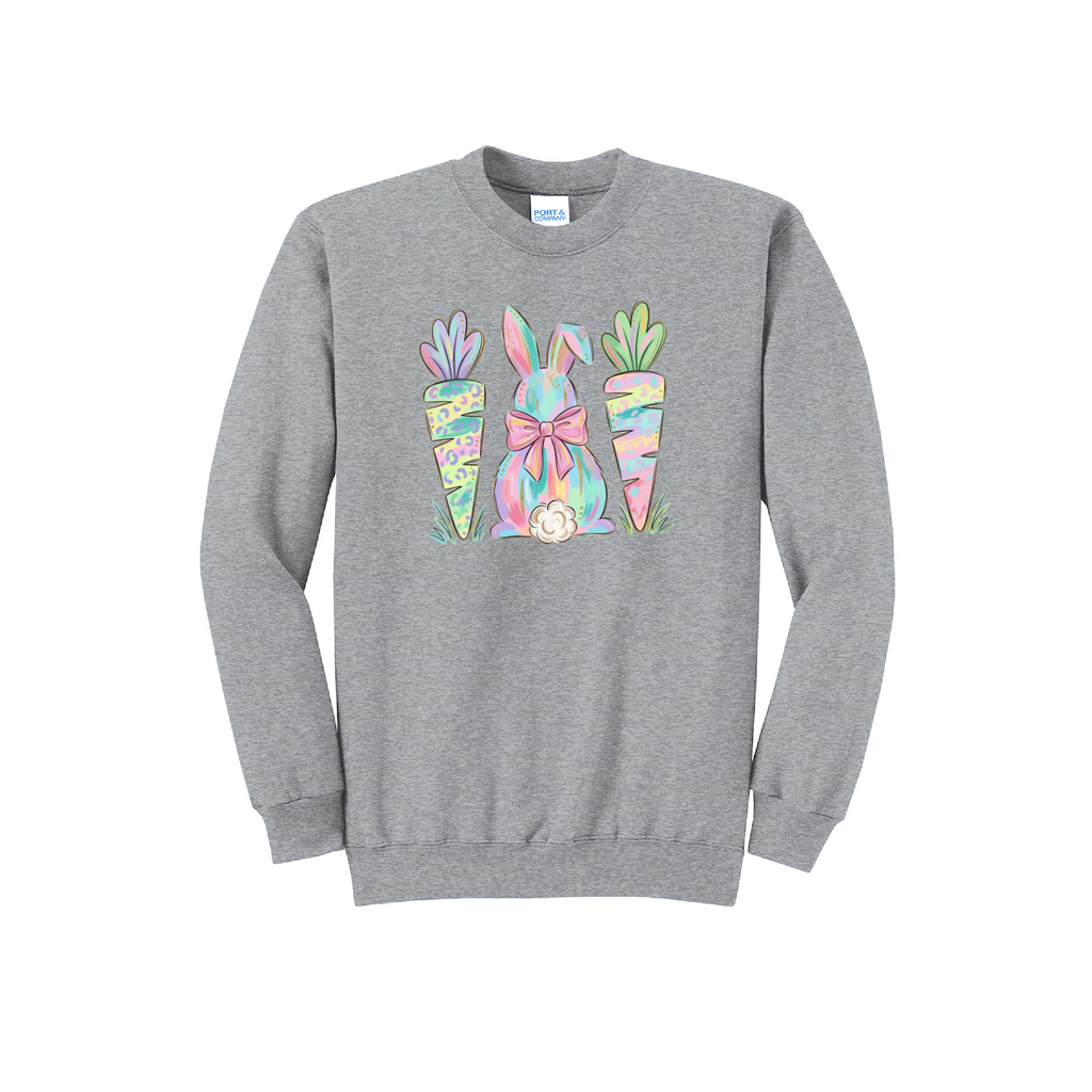 EASTER BUNNY AND CARROTS - Port & Co™ Core Fleece Pullover Crew Neck Sweatshirt