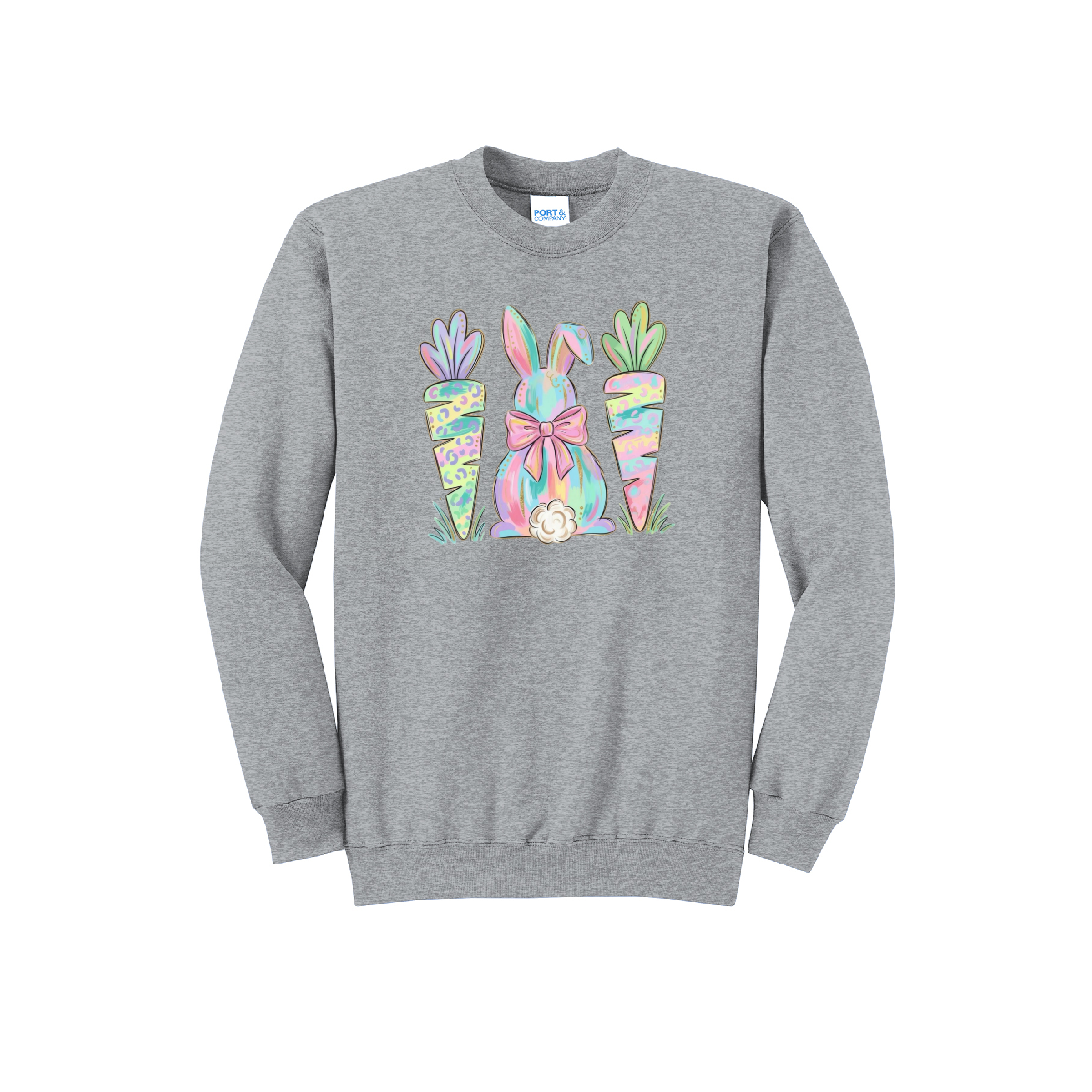 EASTER BUNNY AND CARROTS - Port & Co™ Core Fleece Pullover Crew Neck Sweatshirt