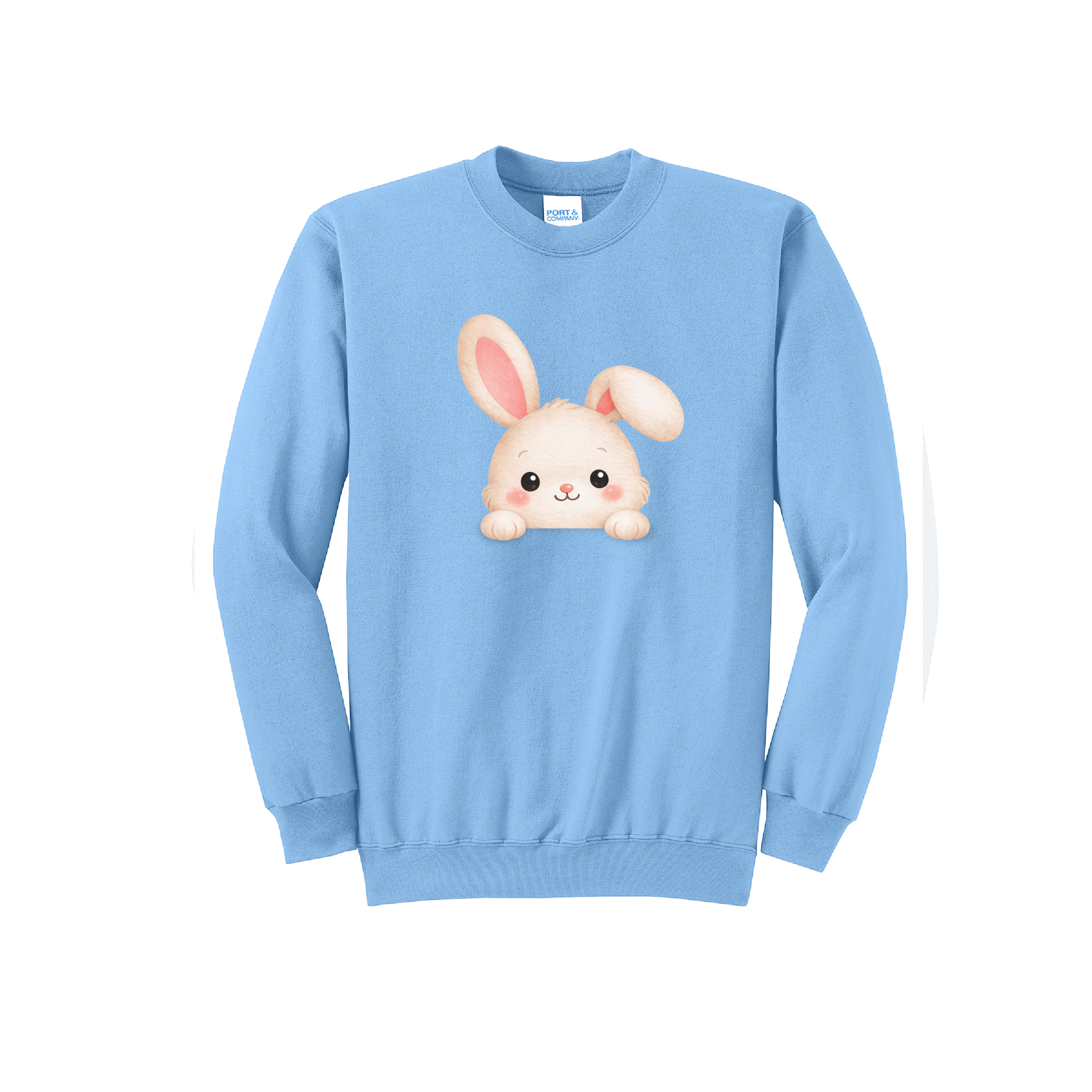 PEEPING BUNNY - Port & Co™ Core Fleece Pullover Crew Neck Sweatshirt