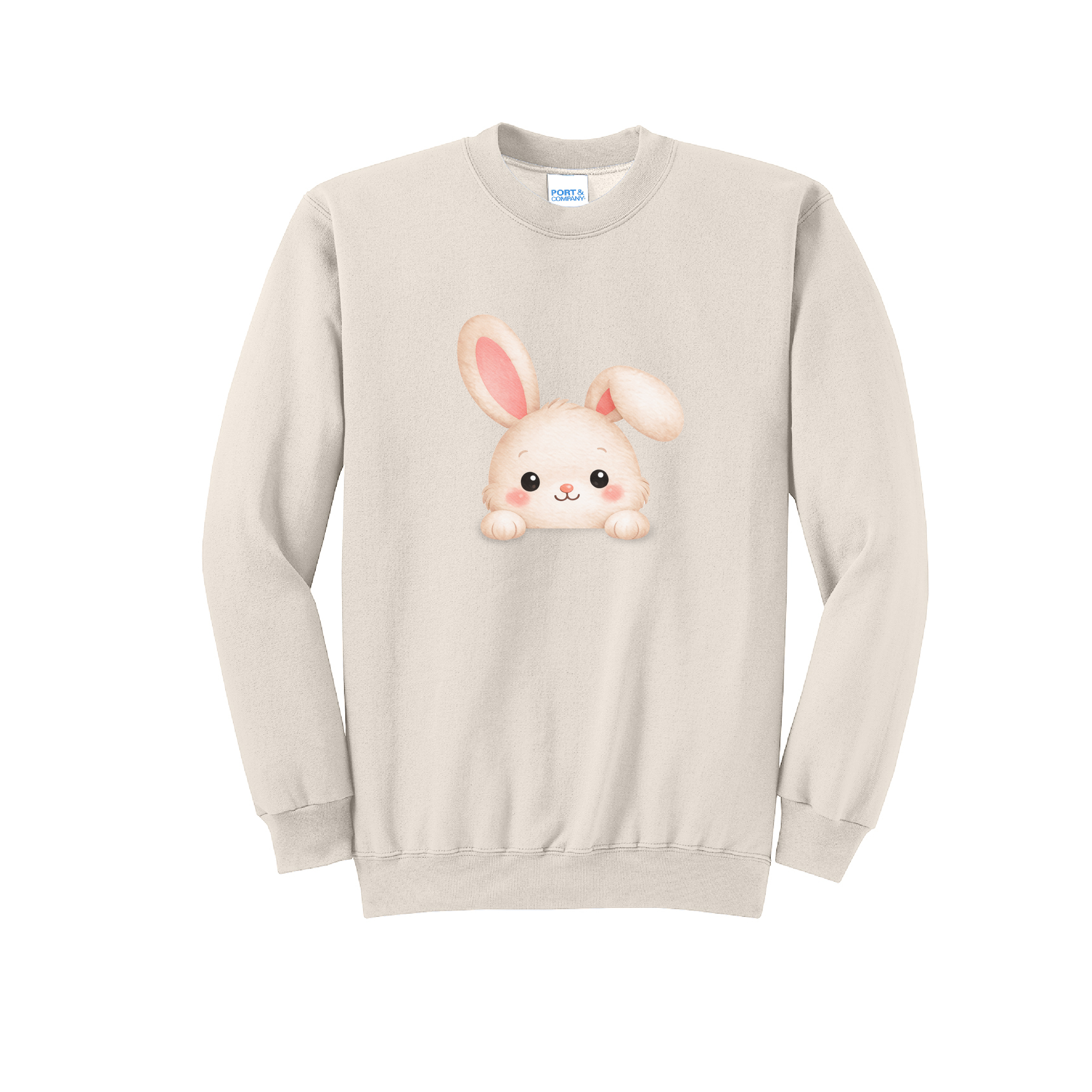 PEEPING BUNNY - Port & Co™ Core Fleece Pullover Crew Neck Sweatshirt