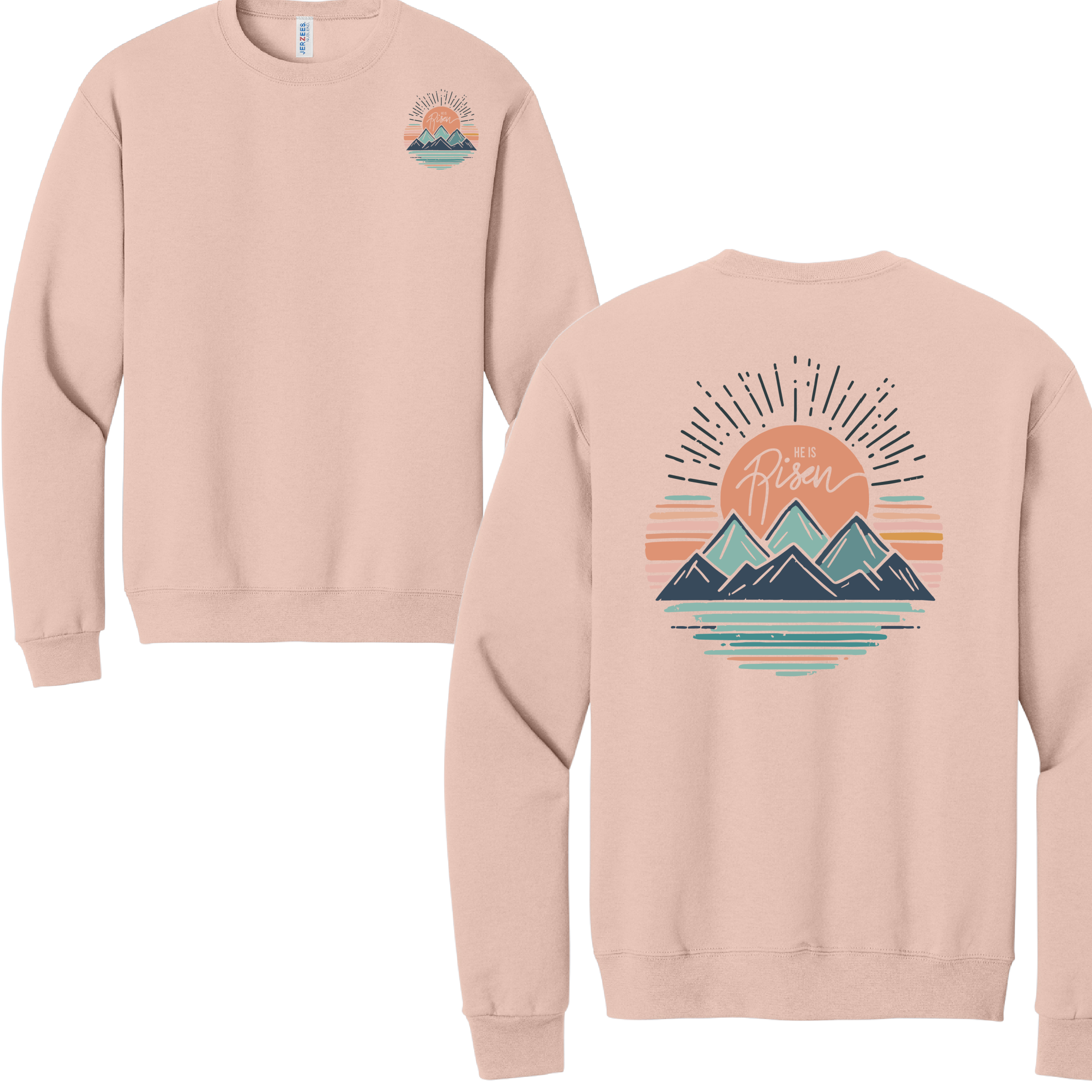 HE IS RISEN 2 - Port & Co™ Core Fleece Pullover Crew Neck Sweatshirt