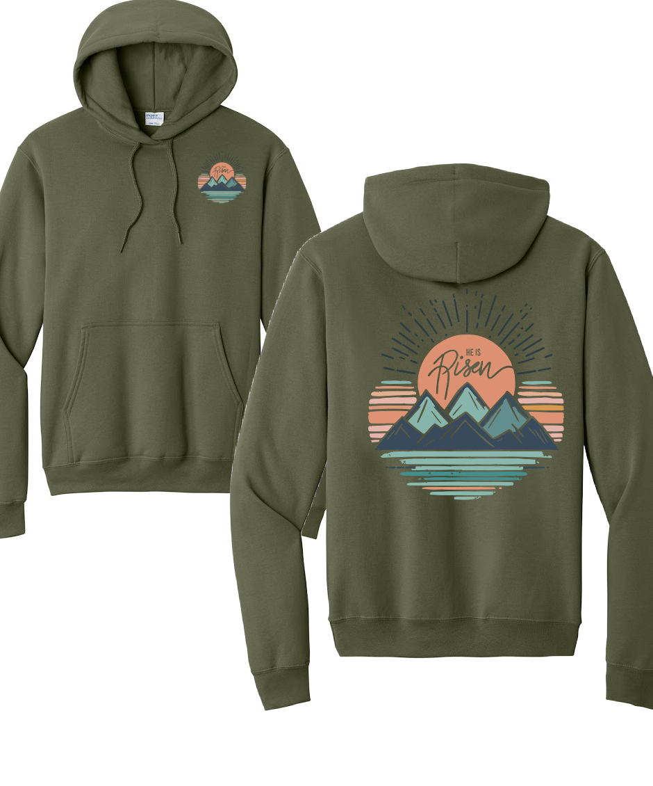 HE IS RISEN 2 Port & Co™ Core Fleece Pullover HOODED Sweatshirt
