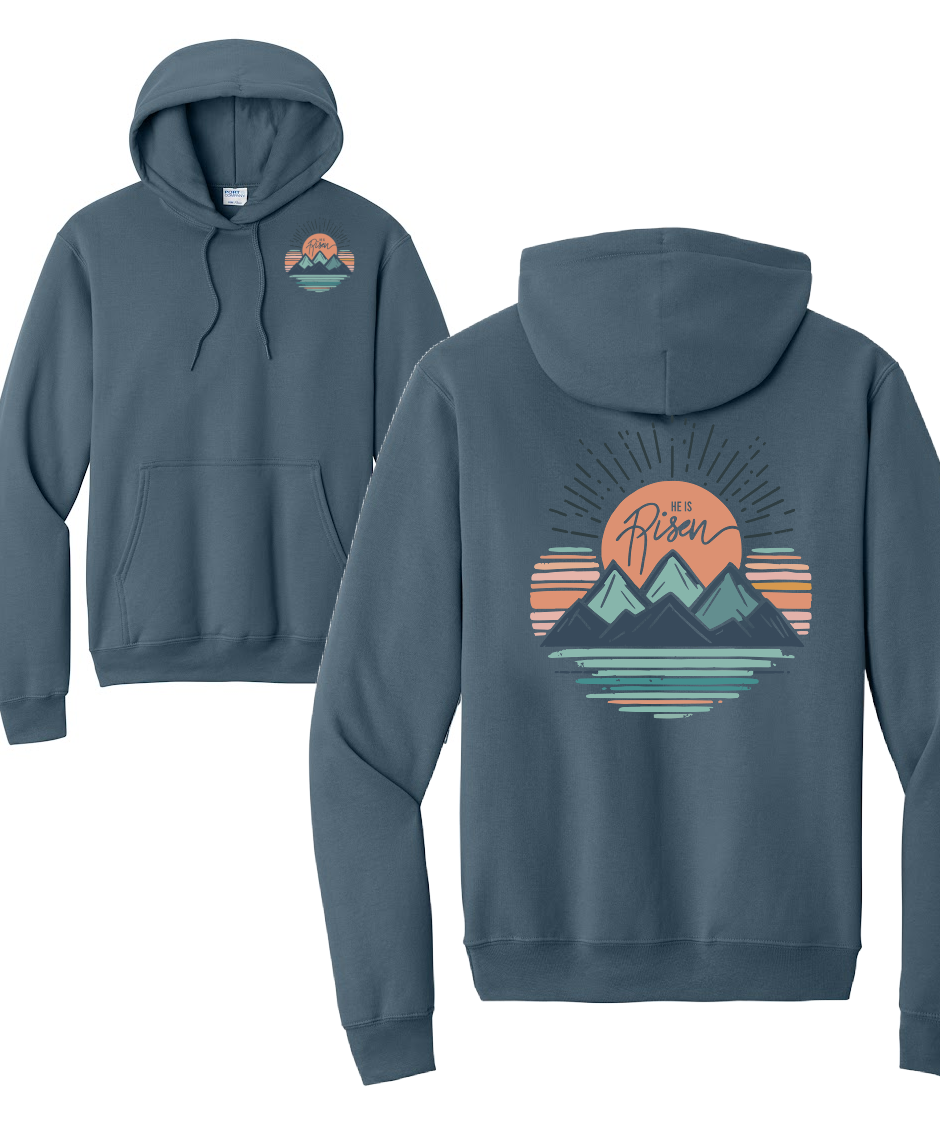 HE IS RISEN 2 Port & Co™ Core Fleece Pullover HOODED Sweatshirt