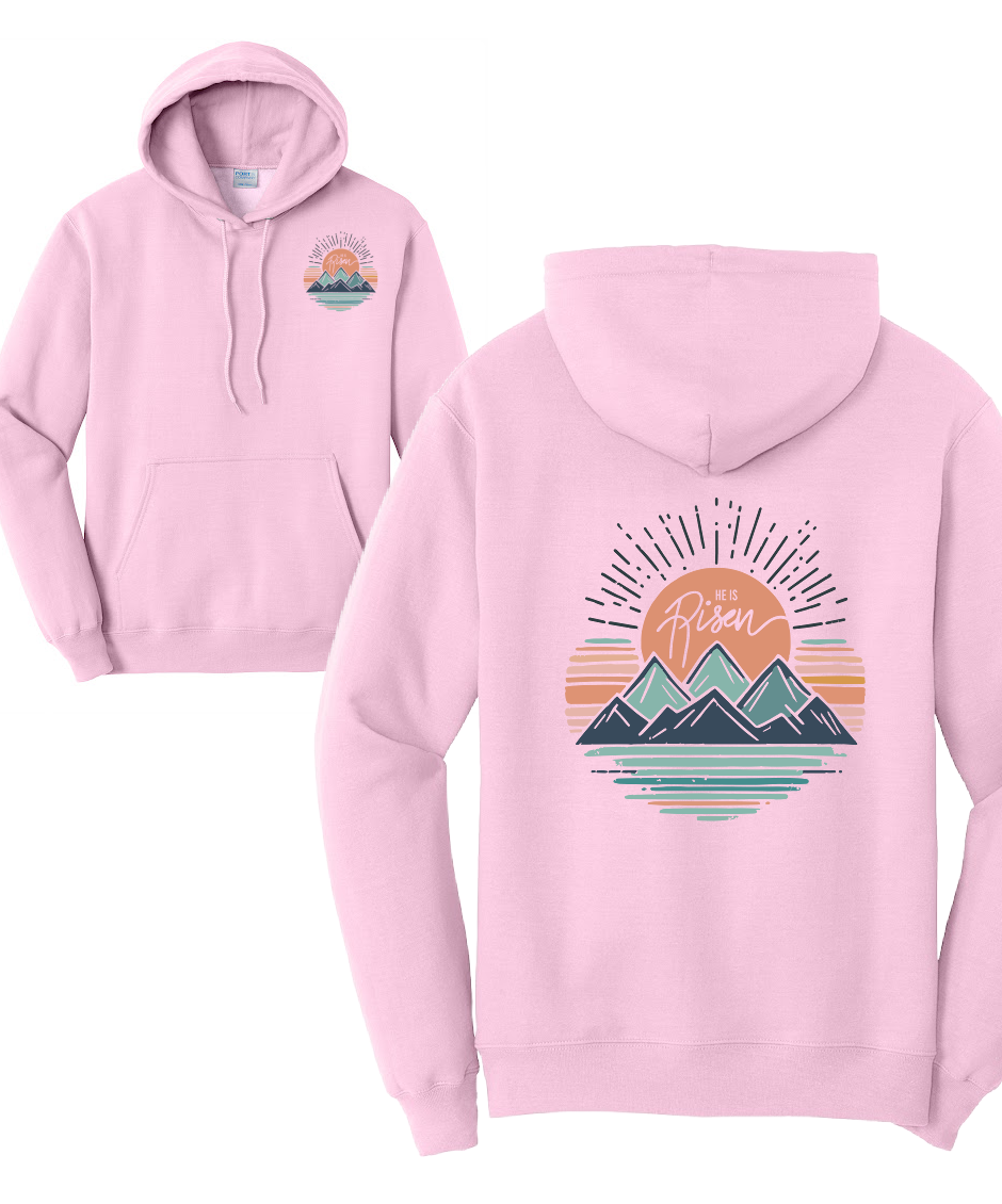 HE IS RISEN 2 Port & Co™ Core Fleece Pullover HOODED Sweatshirt