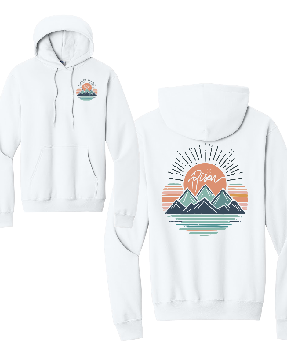 HE IS RISEN 2 Port & Co™ Core Fleece Pullover HOODED Sweatshirt