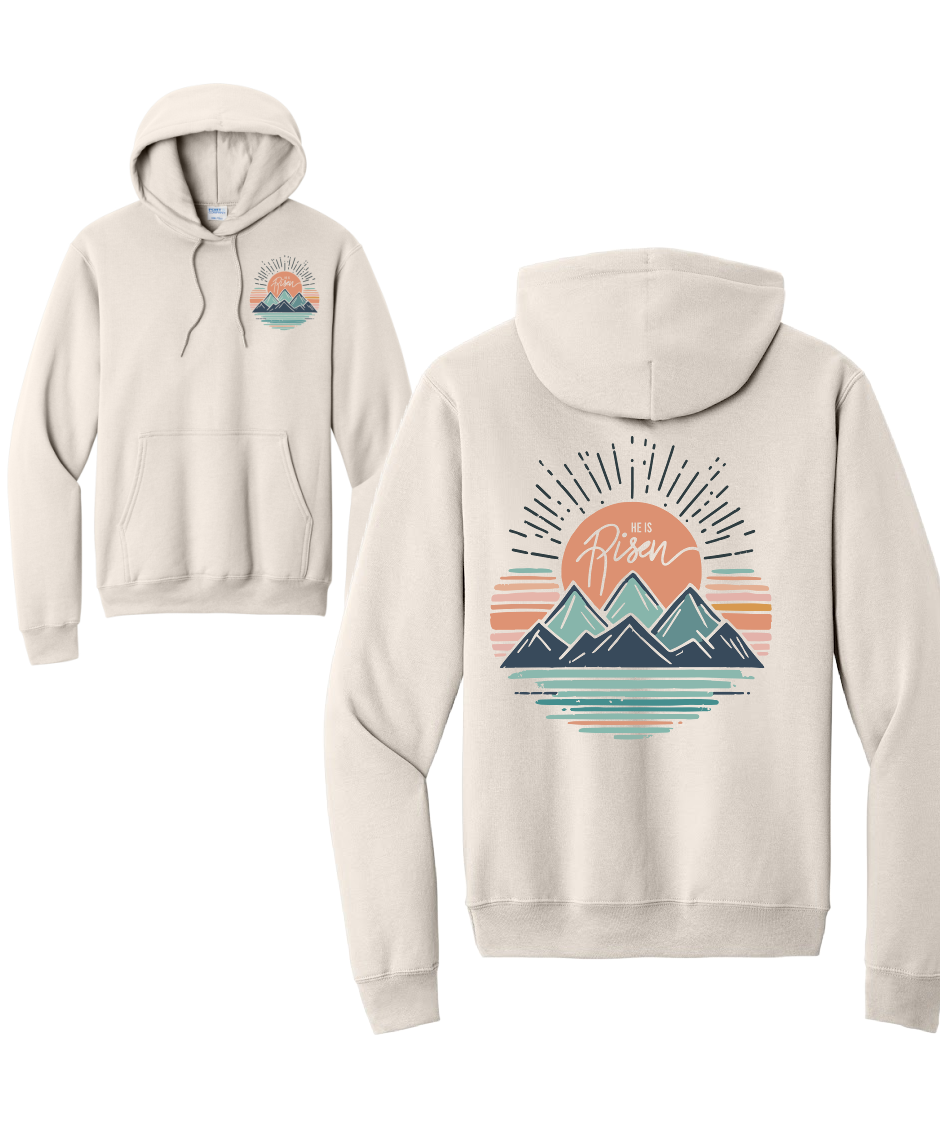 HE IS RISEN 2 Port & Co™ Core Fleece Pullover HOODED Sweatshirt