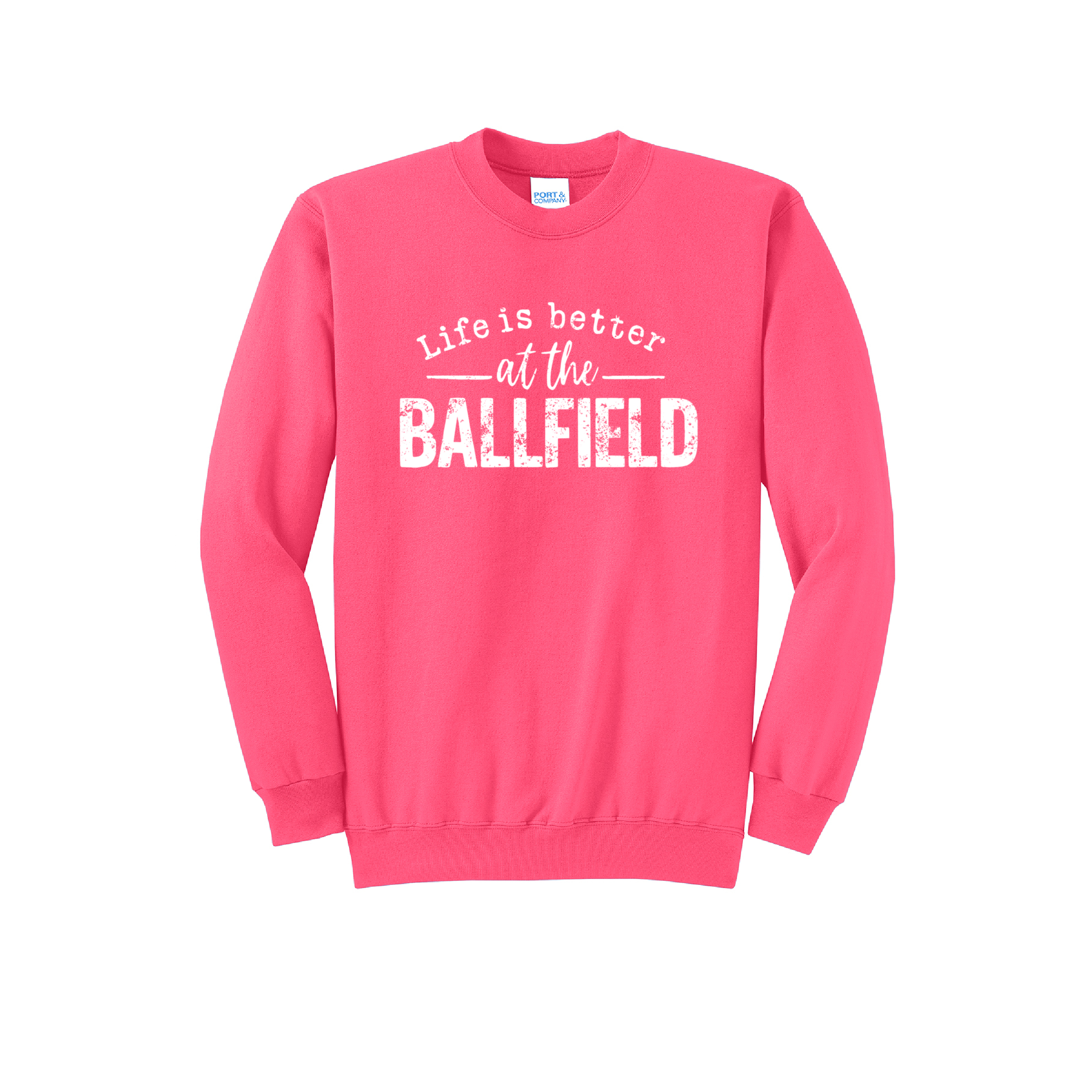 LIFE IS BETTER - Port & Co™ Core Fleece Pullover CREW NECK Sweatshirt