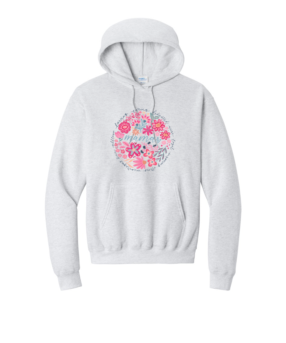 MAMA FLORAL - Port & Co™ Core Fleece Pullover HOODED Sweatshirt