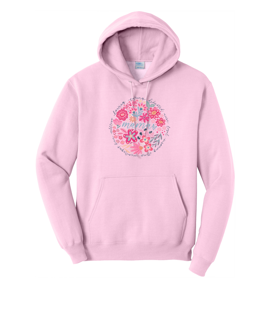 MAMA FLORAL - Port & Co™ Core Fleece Pullover HOODED Sweatshirt