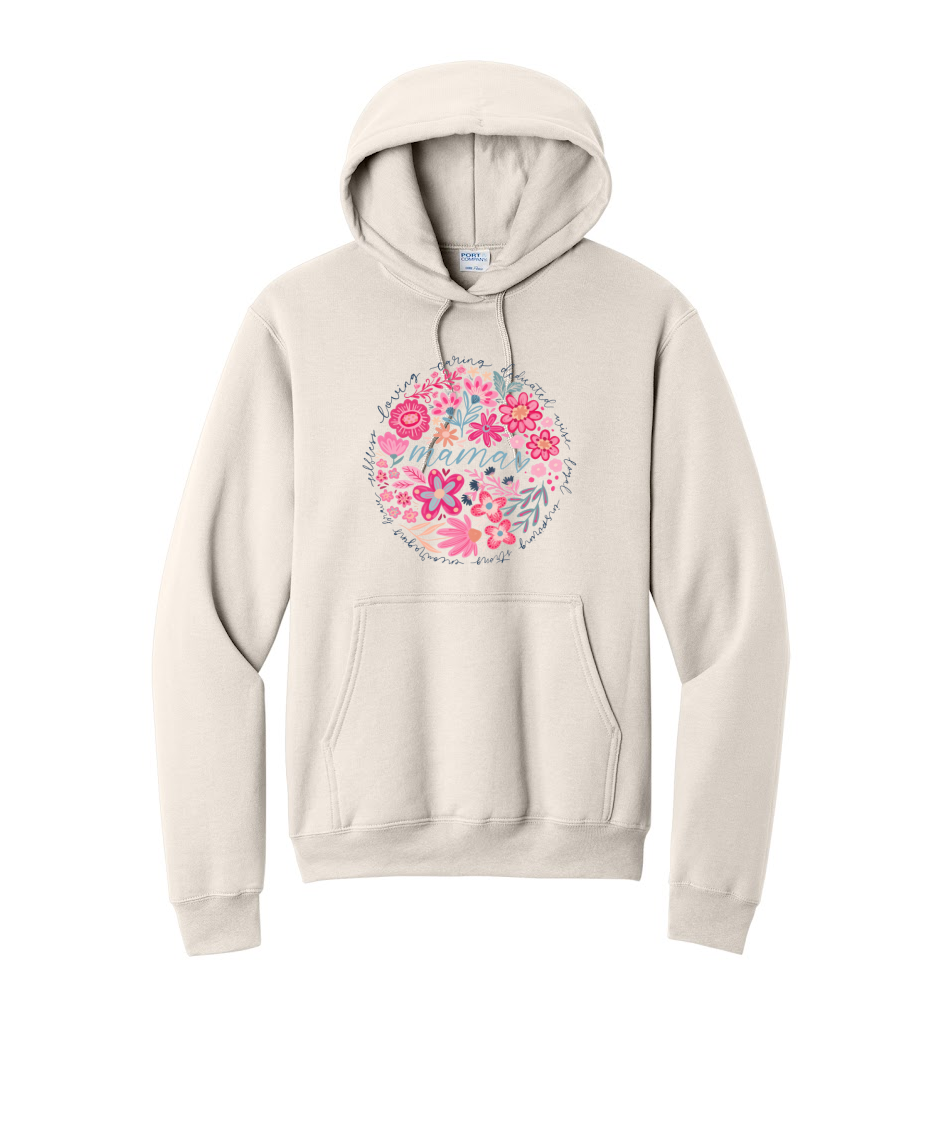 MAMA FLORAL - Port & Co™ Core Fleece Pullover HOODED Sweatshirt